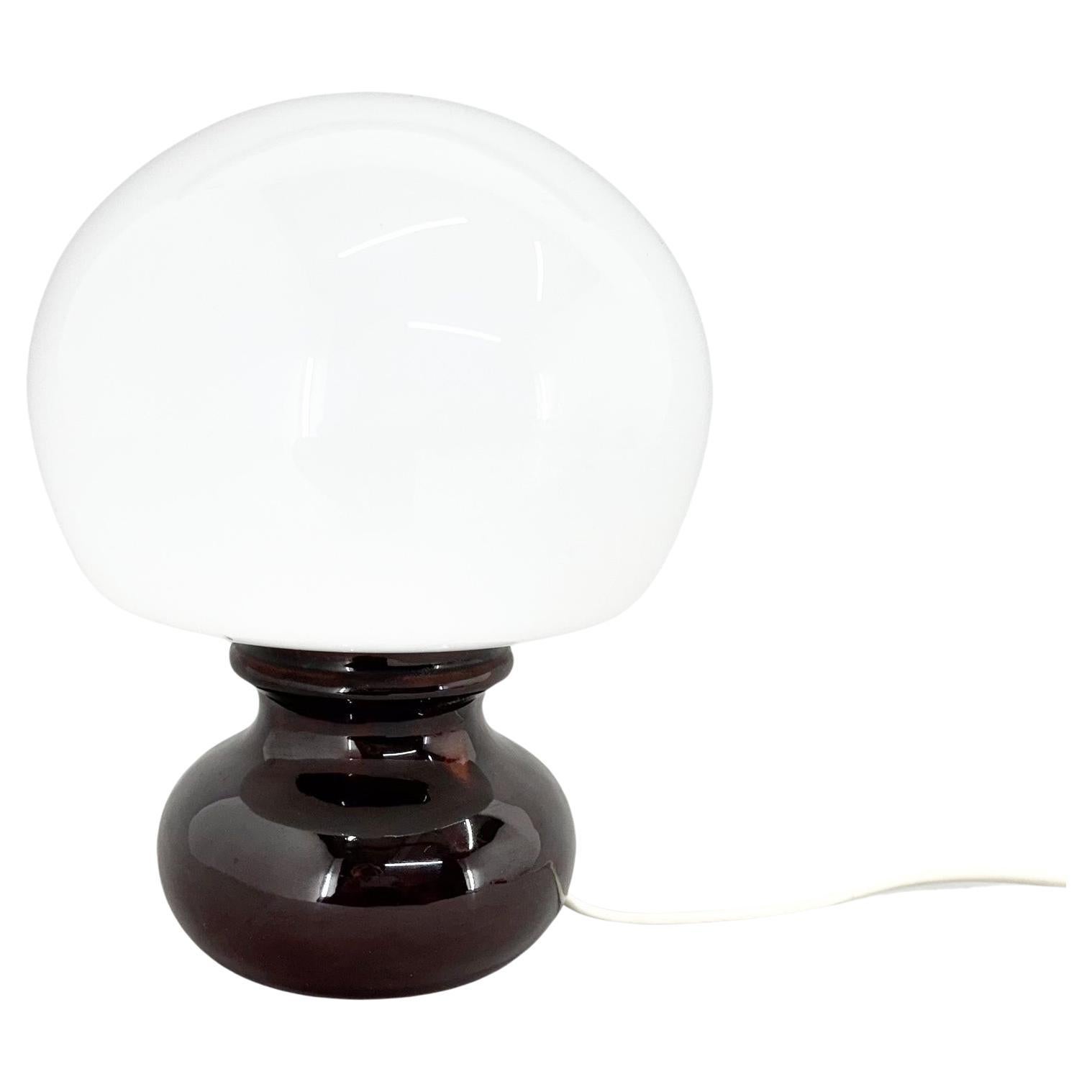 Mid Century Glass and Ceramic Table Lamp, 1960's For Sale