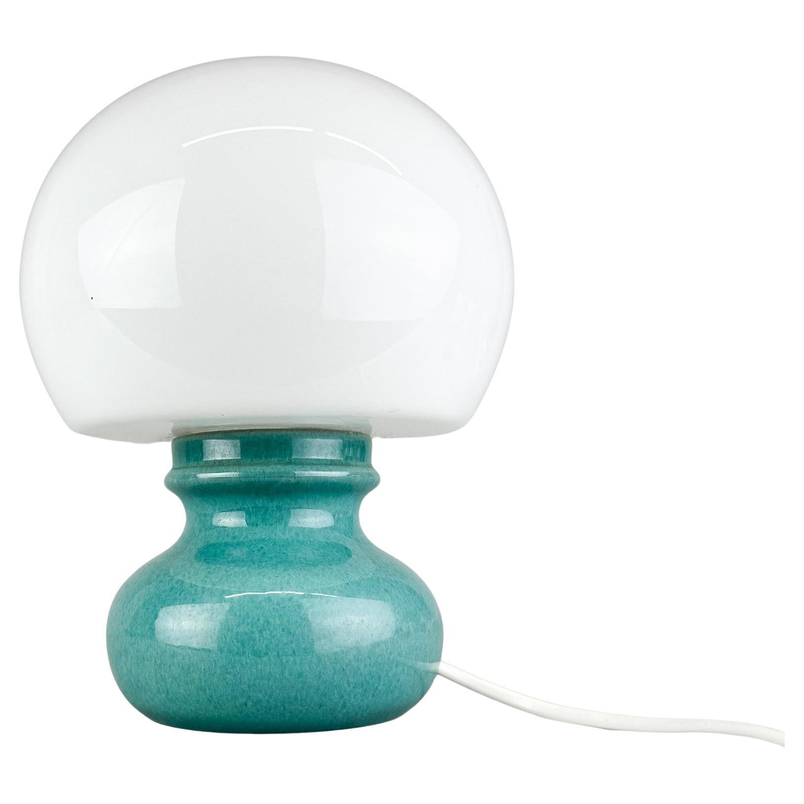 Lampada da tavolo in vetro e ceramica della metà del secolo scorso, anni '60