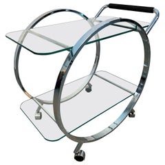 Carrello bar in vetro e cromo in stile Mid-Century di George Mulhaser per DIA