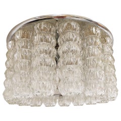 Mid Century Glass and Chrome Chandelier, 1960s