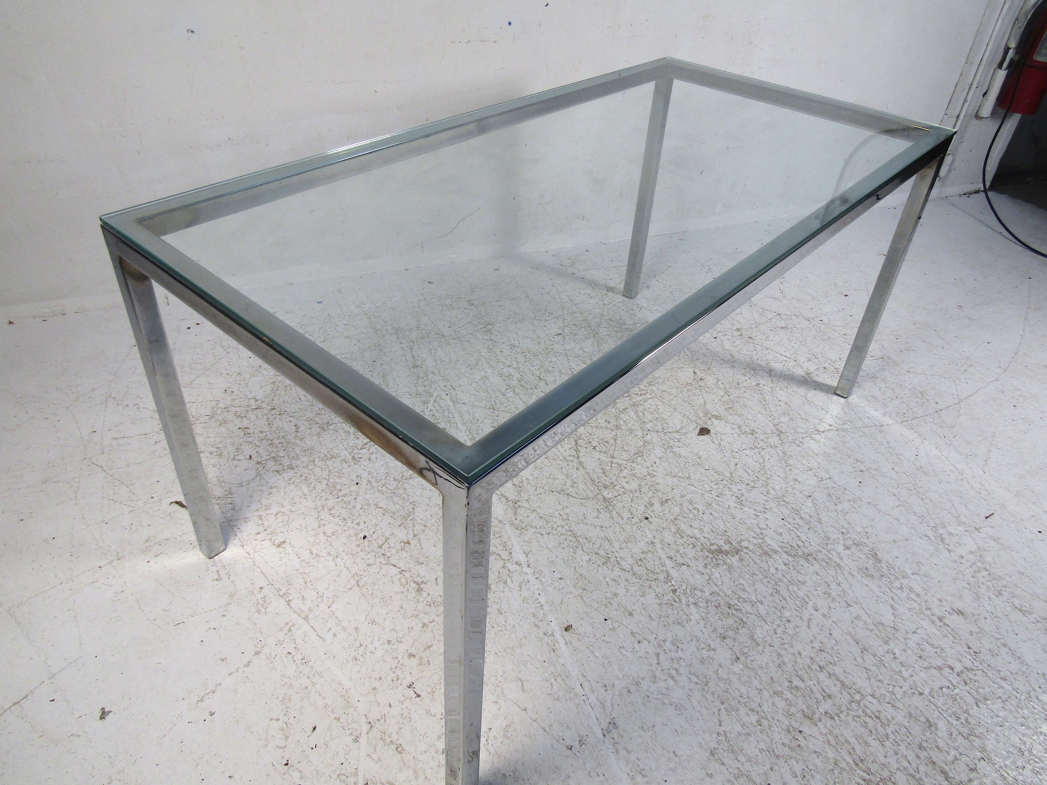 Midcentury Glass and Chrome Dining Table 5