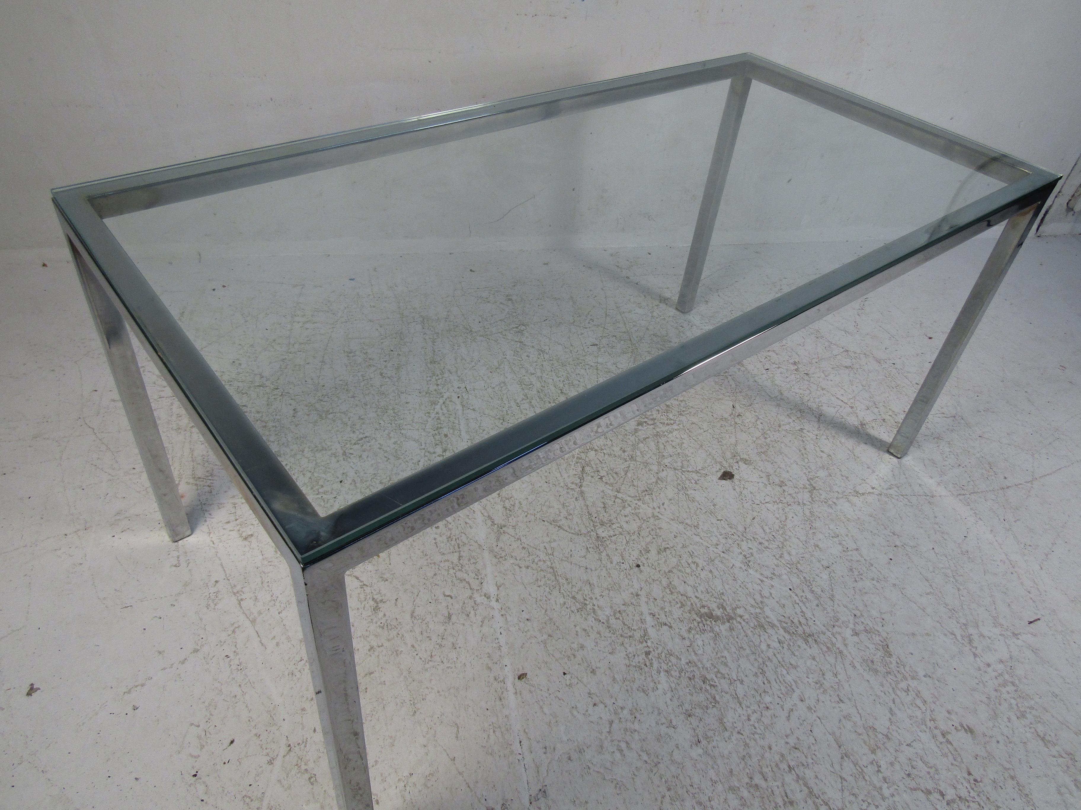 Midcentury Glass and Chrome Dining Table 6