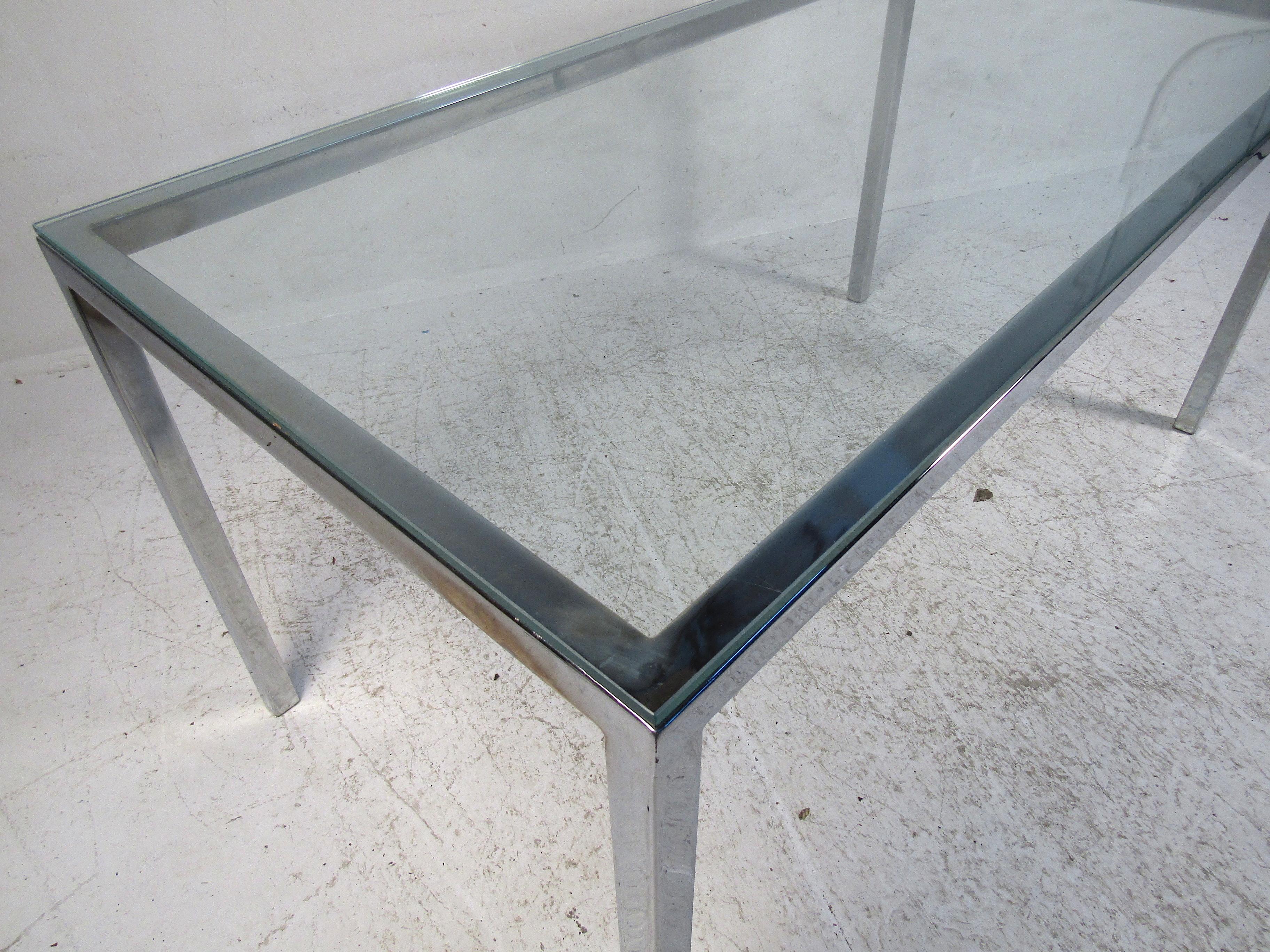 Midcentury Glass and Chrome Dining Table 7