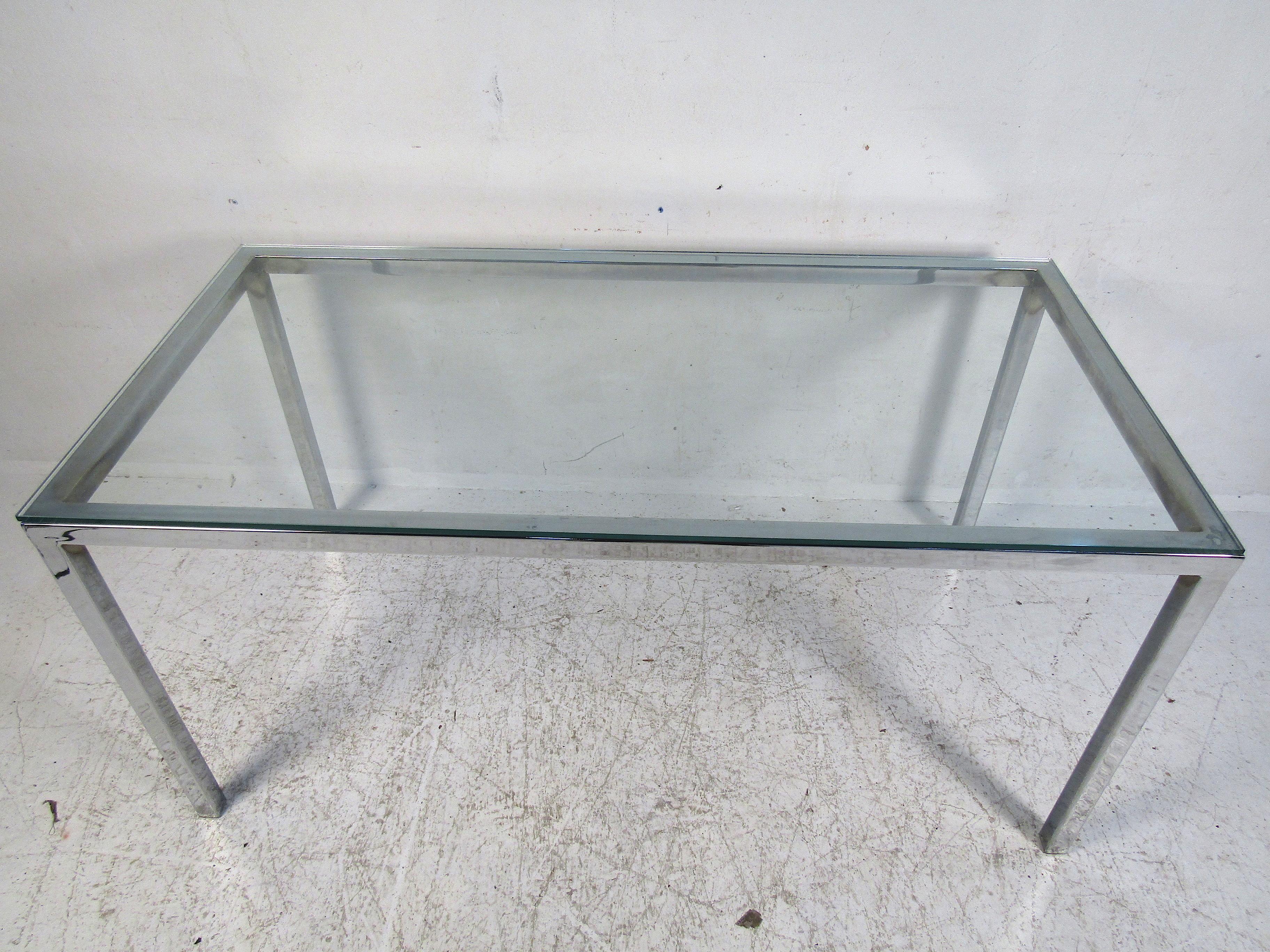 Midcentury Glass and Chrome Dining Table 4