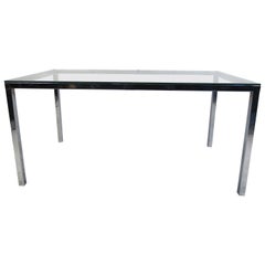 Midcentury Glass and Chrome Dining Table