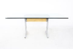 Mid Century Glass and Chrome Dining Table.