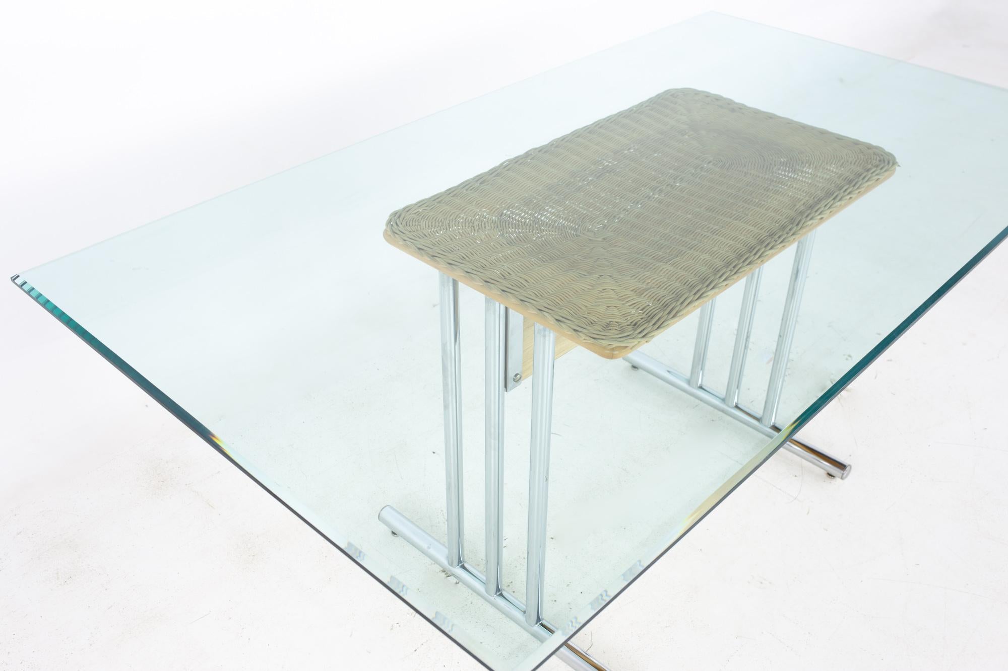 Late 20th Century Mid Century Glass and Chrome Dining Table For Sale