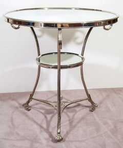 Tables de lampe françaises en verre et chrome du milieu du siècle dans le style de la Maison Jansen