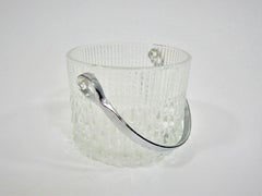 Mid-Century Glass and Chrome Ice Bucket Made in France