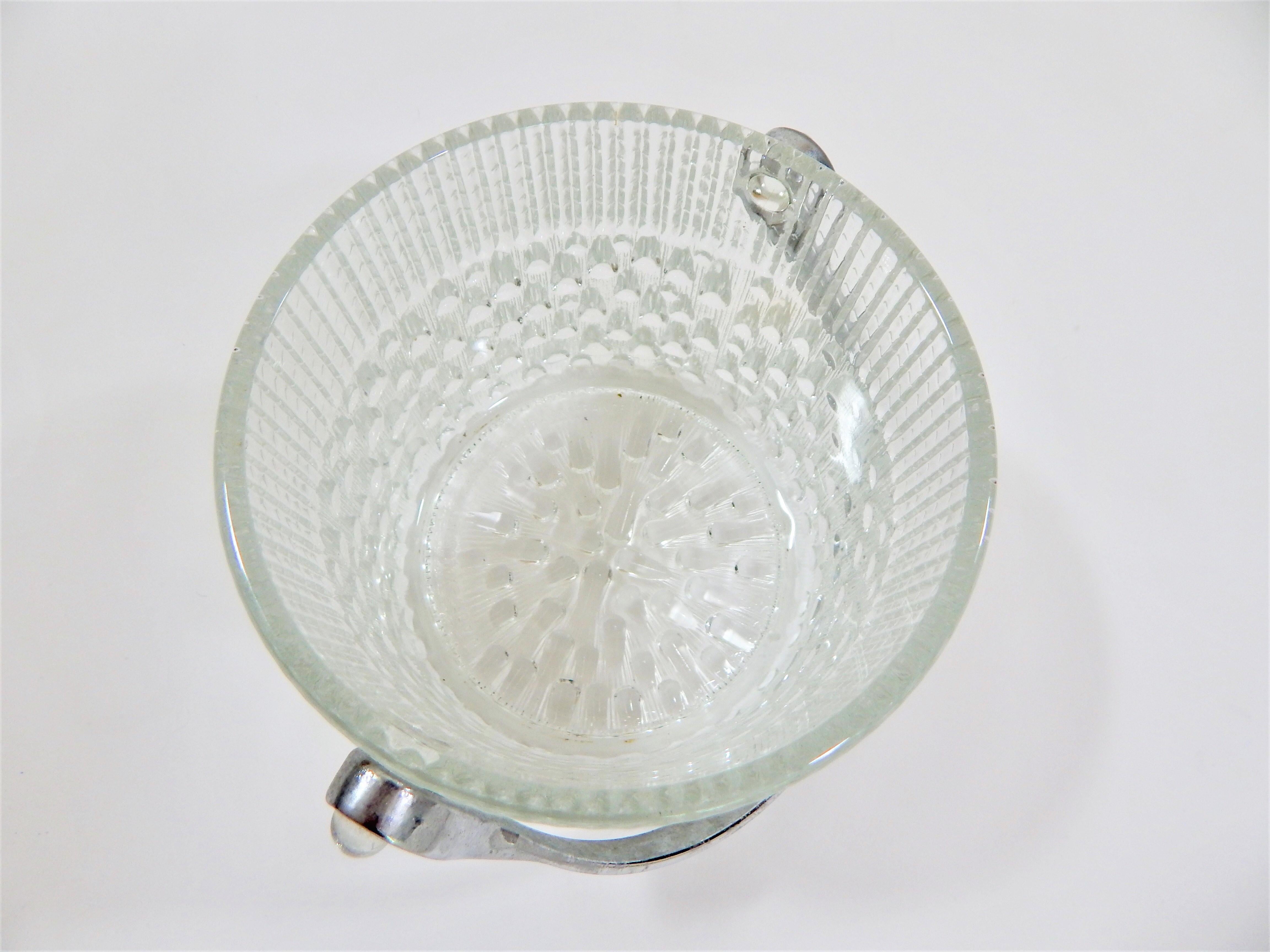 Mid-Century Modern Mid-Century Glass and Chrome Ice Bucket Made in France For Sale