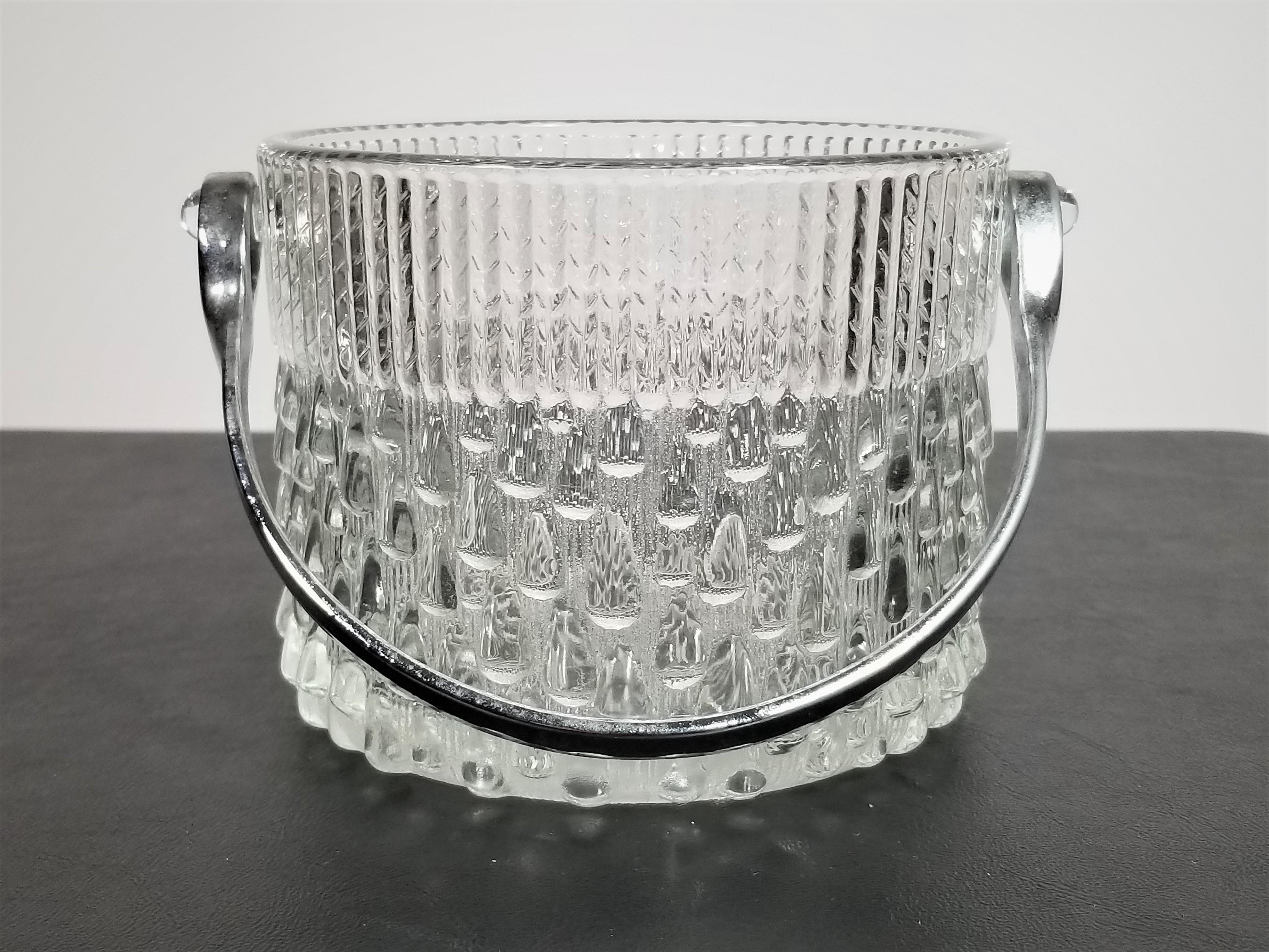 20th Century Mid-Century Glass and Chrome Ice Bucket Made in France For Sale