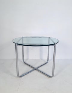 Midcentury Glass and Chrome Side Table by Mies van der Rohe for Knoll circa 1970