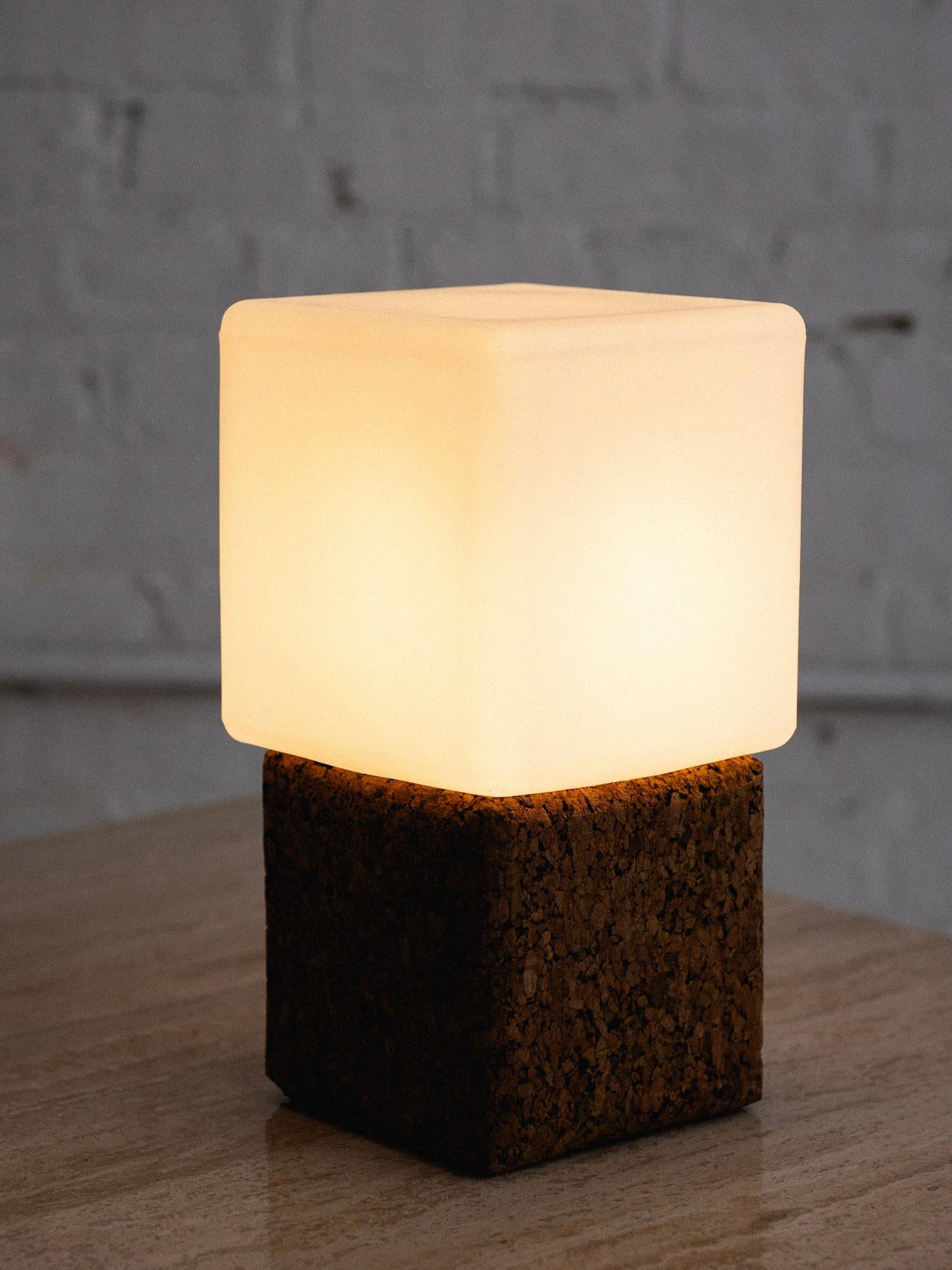 American Mid Century Glass and Cork Lamp For Sale