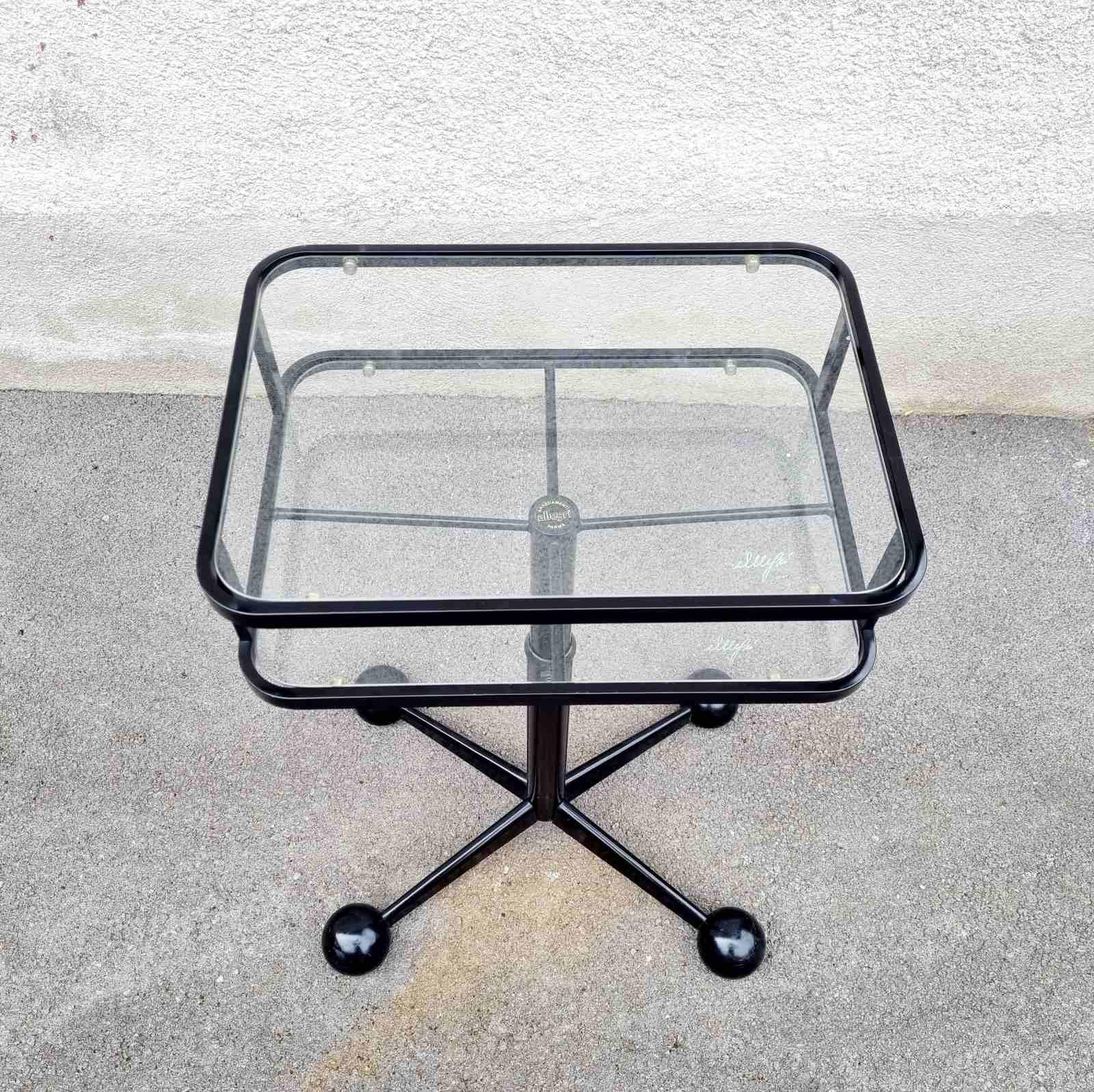 Mid Century Glass and Metal  Side Table by Arredamenti Allegri Parma Italy 70s For Sale 4