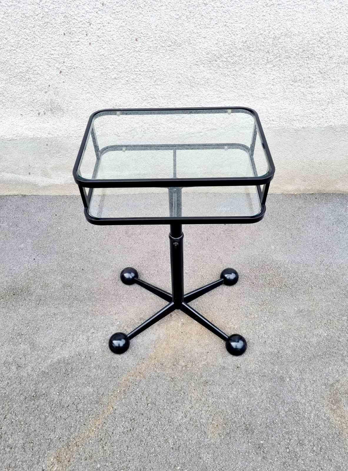 Mid Century Glass and Metal  Side Table by Arredamenti Allegri Parma Italy 70s For Sale 5