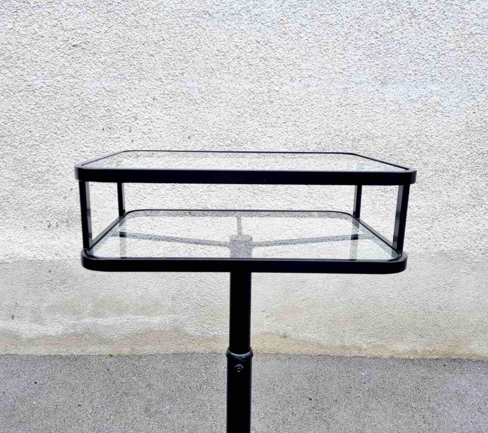 Italian Mid Century Glass and Metal  Side Table by Arredamenti Allegri Parma Italy 70s For Sale