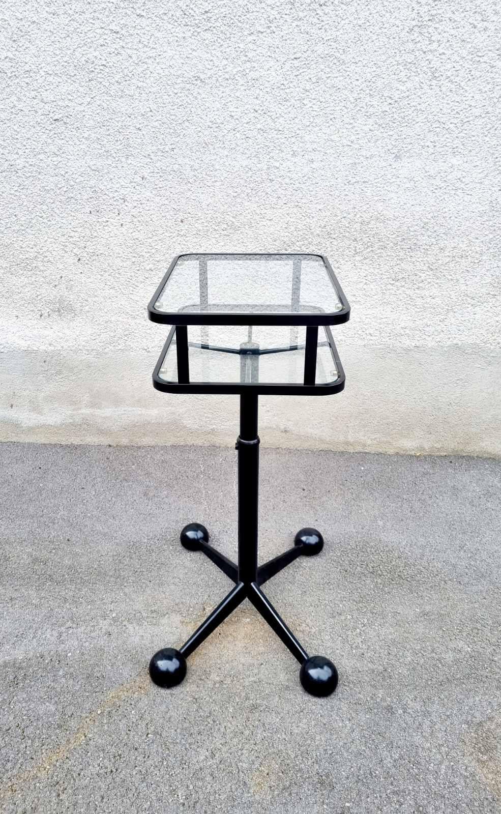 Mid Century Glass and Metal  Side Table by Arredamenti Allegri Parma Italy 70s For Sale 1