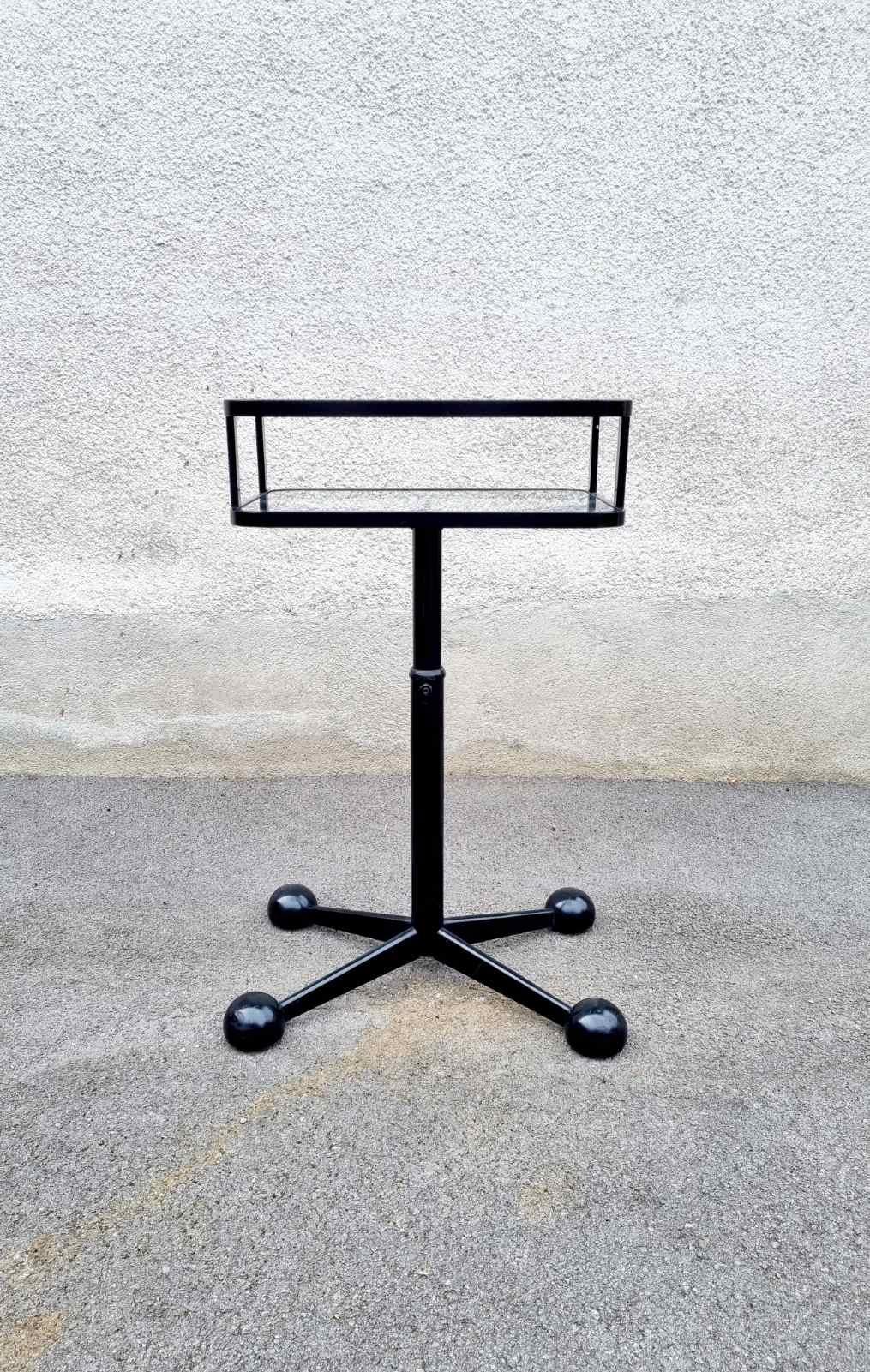 Mid Century Glass and Metal  Side Table by Arredamenti Allegri Parma Italy 70s For Sale 2
