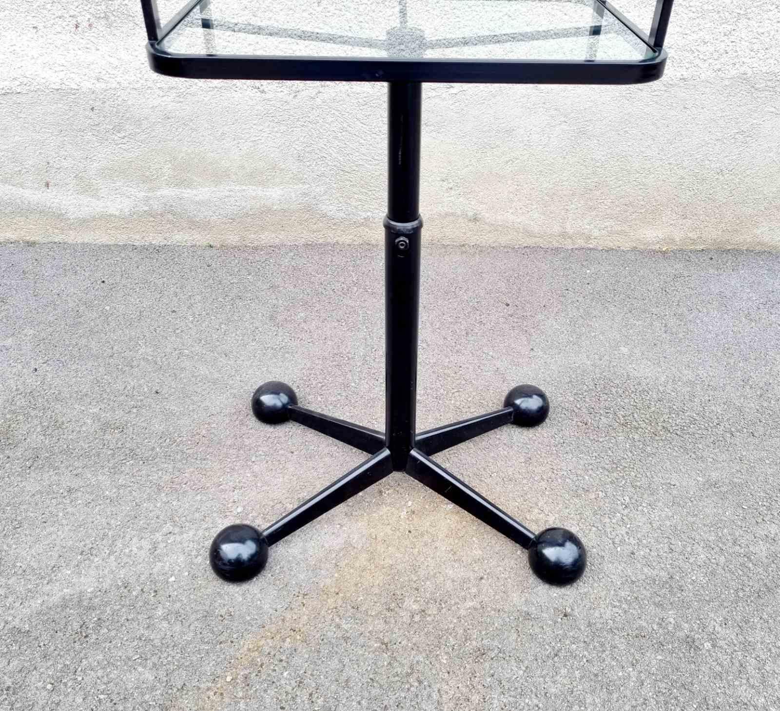 Mid Century Glass and Metal  Side Table by Arredamenti Allegri Parma Italy 70s For Sale 3