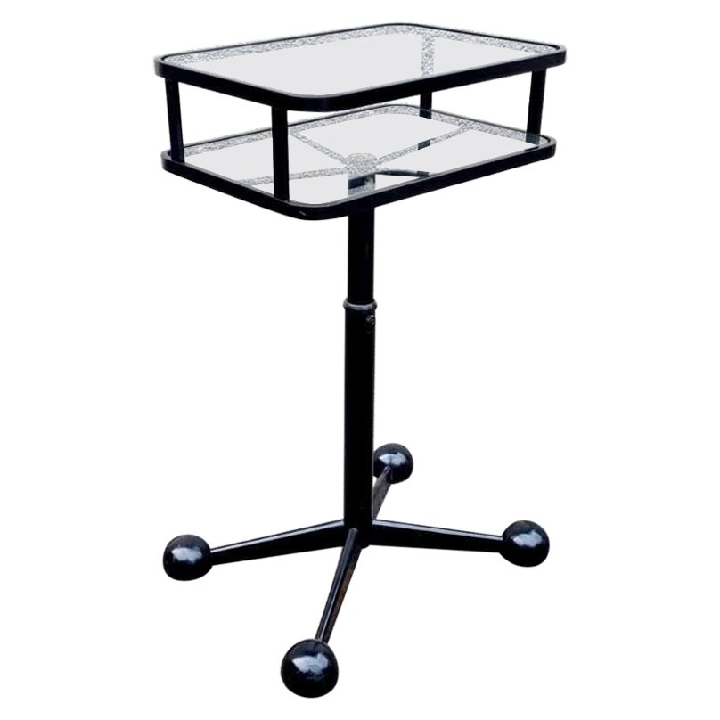 Verre et métal du milieu du siècle  Table d'appoint Arredamenti Allegri Parma, Italie, années 70 en vente