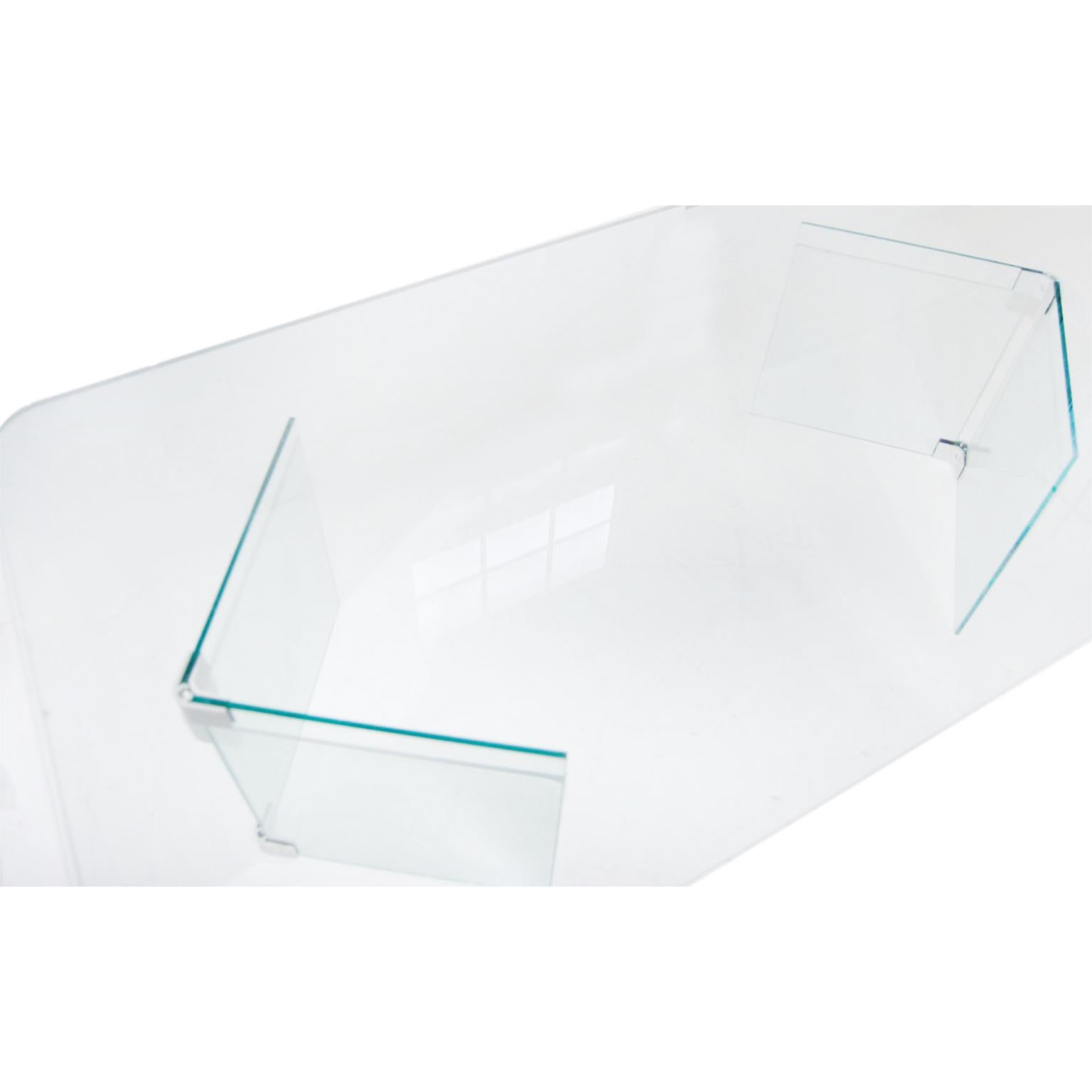 Fin du 20e siècle Table basse du milieu du siècle en verre et plaqué nickel Pace en vente