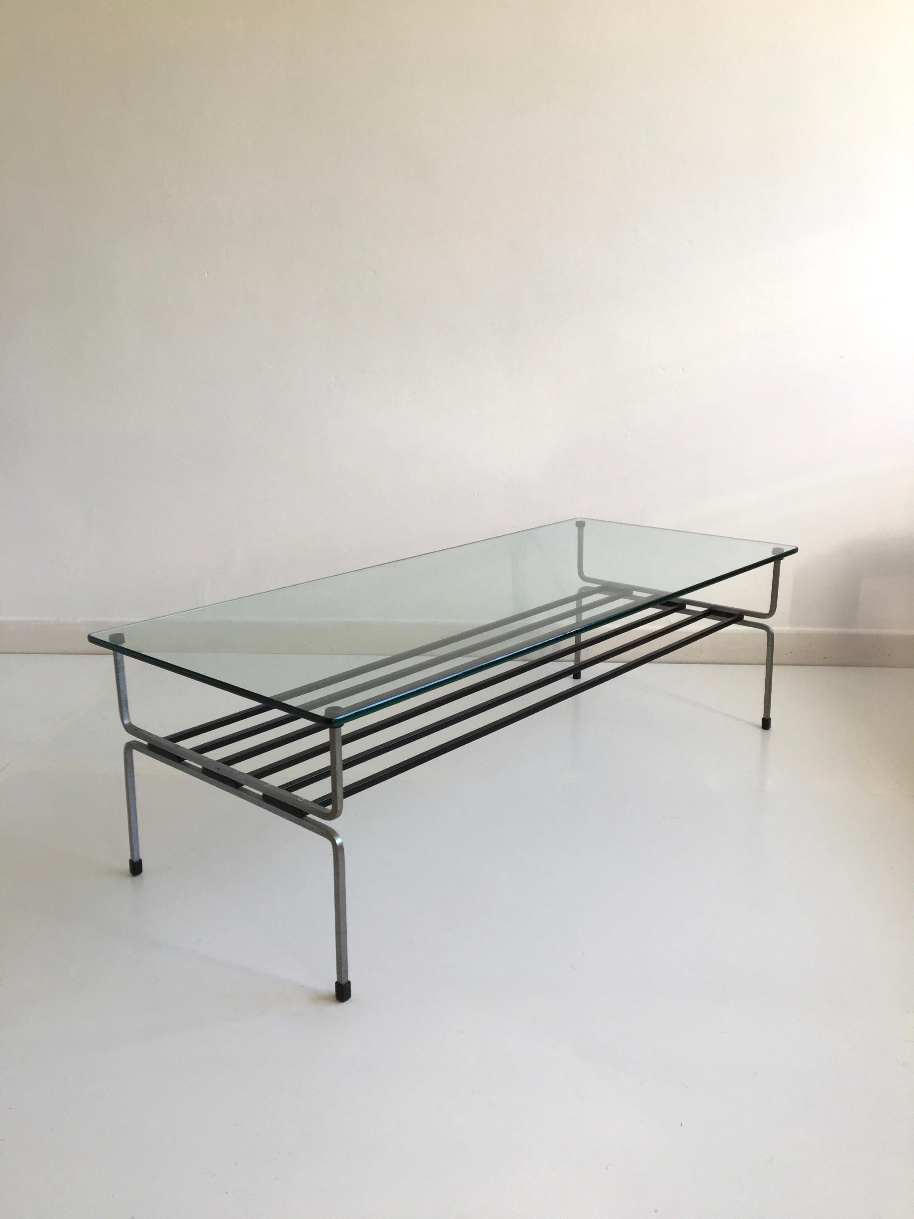 Mid-Century Modern Midcentury Glass and Steel Coffee Table by William Plunkett, England, circa 1960