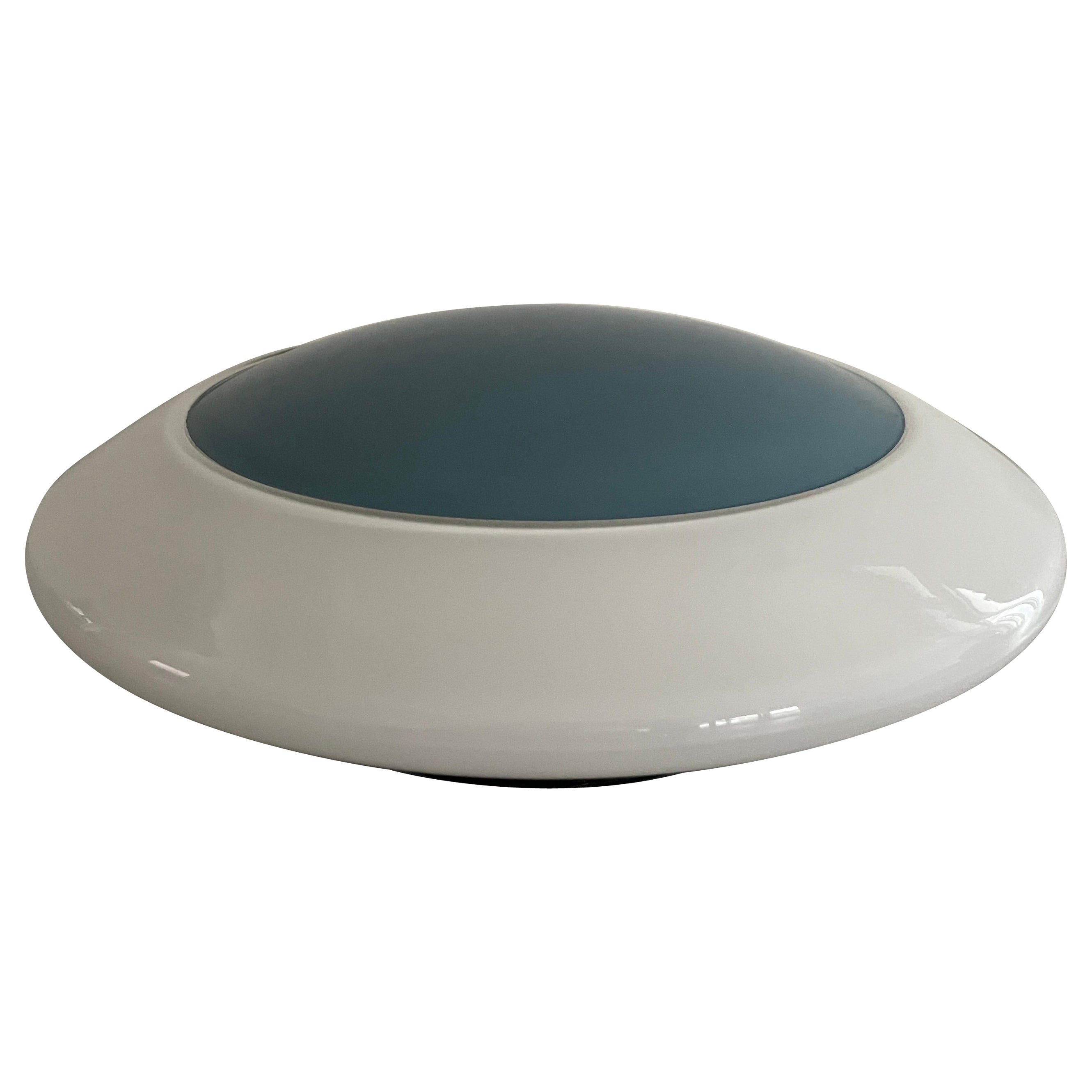 Montatura da incasso in vetro e metallo turchese della metà del secolo scorso di Stilux, 1950, Italia in vendita
