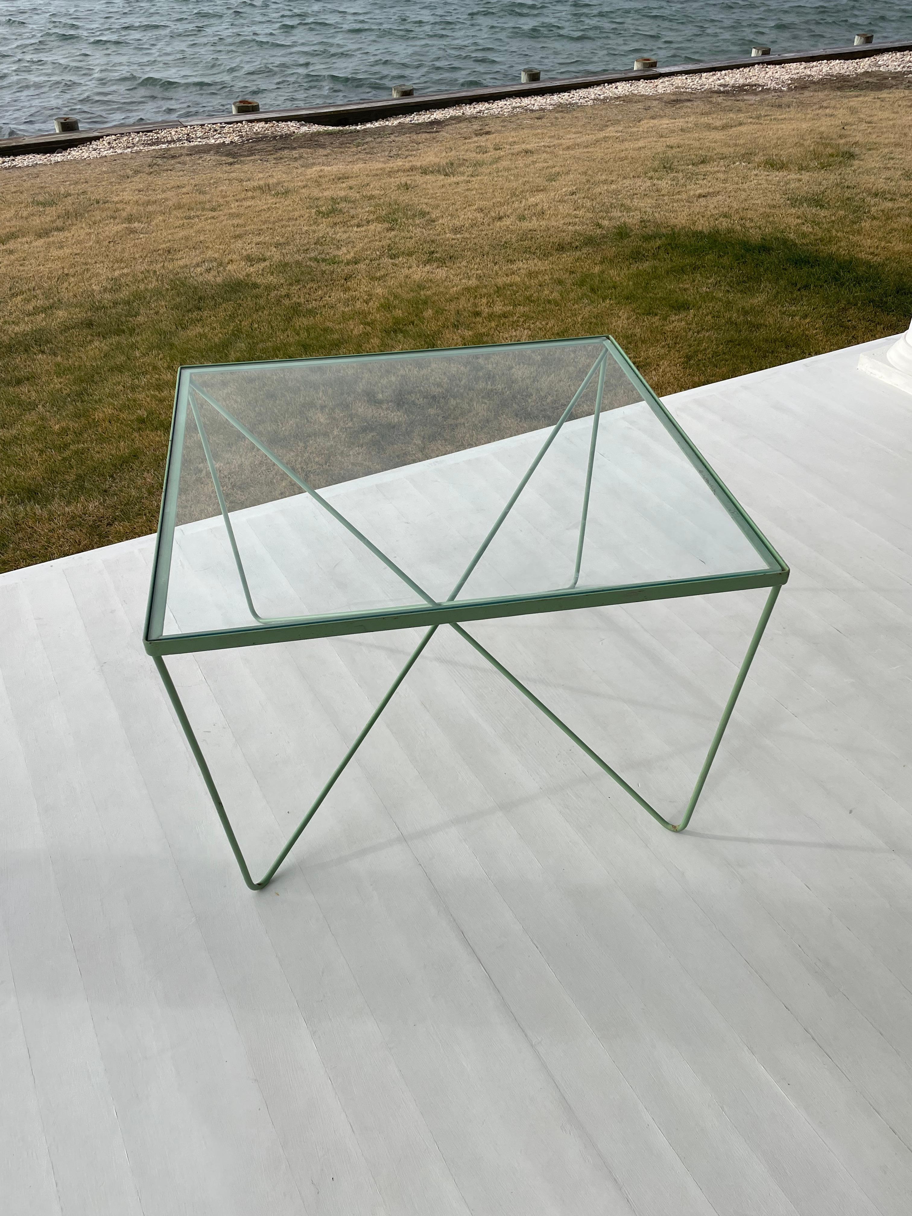 Mid Century Glass and Welded Bent Wrought Iron Coffee Table For Sale 5