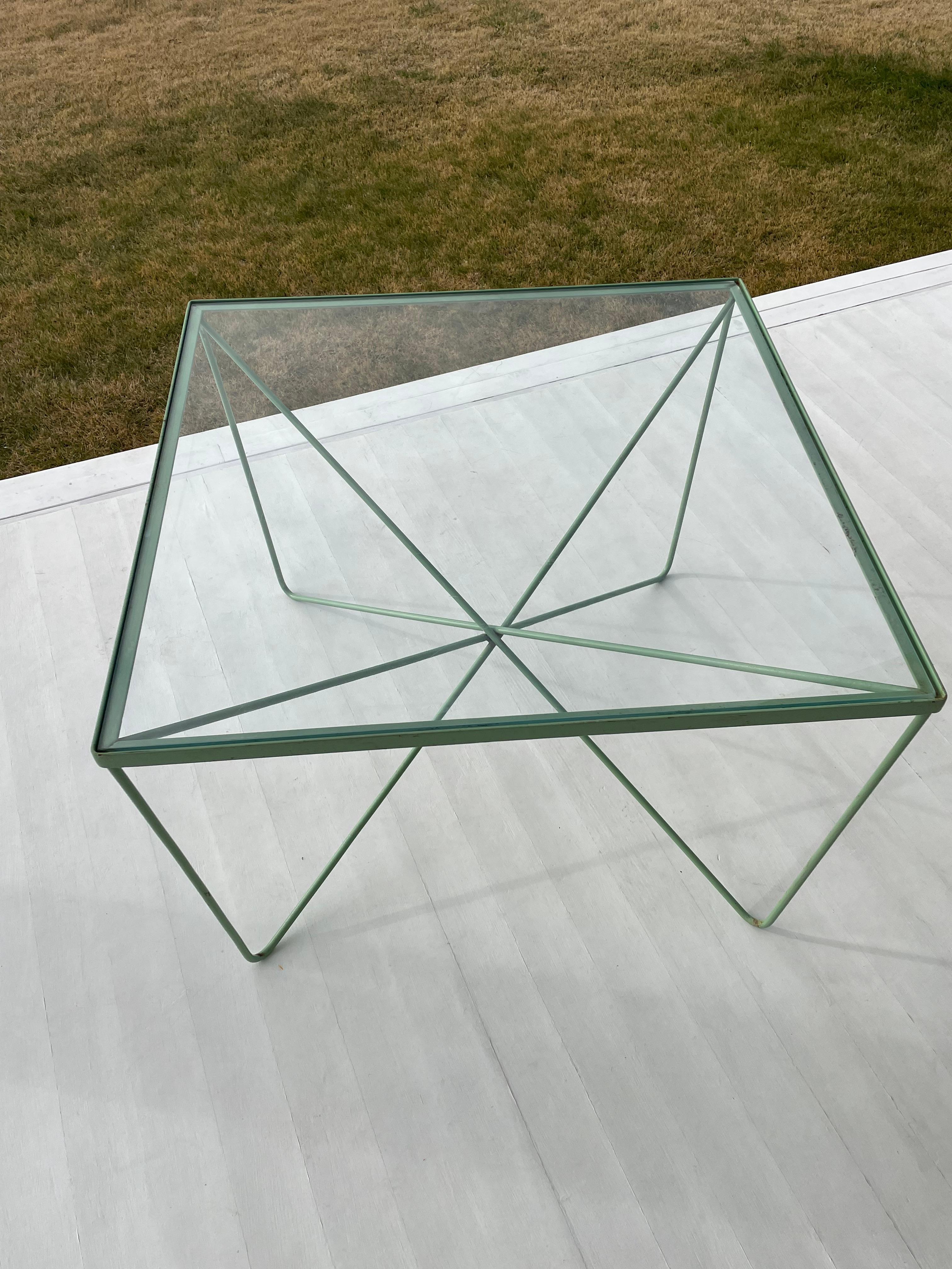 Mid Century Glass and Welded Bent Wrought Iron Coffee Table For Sale 6