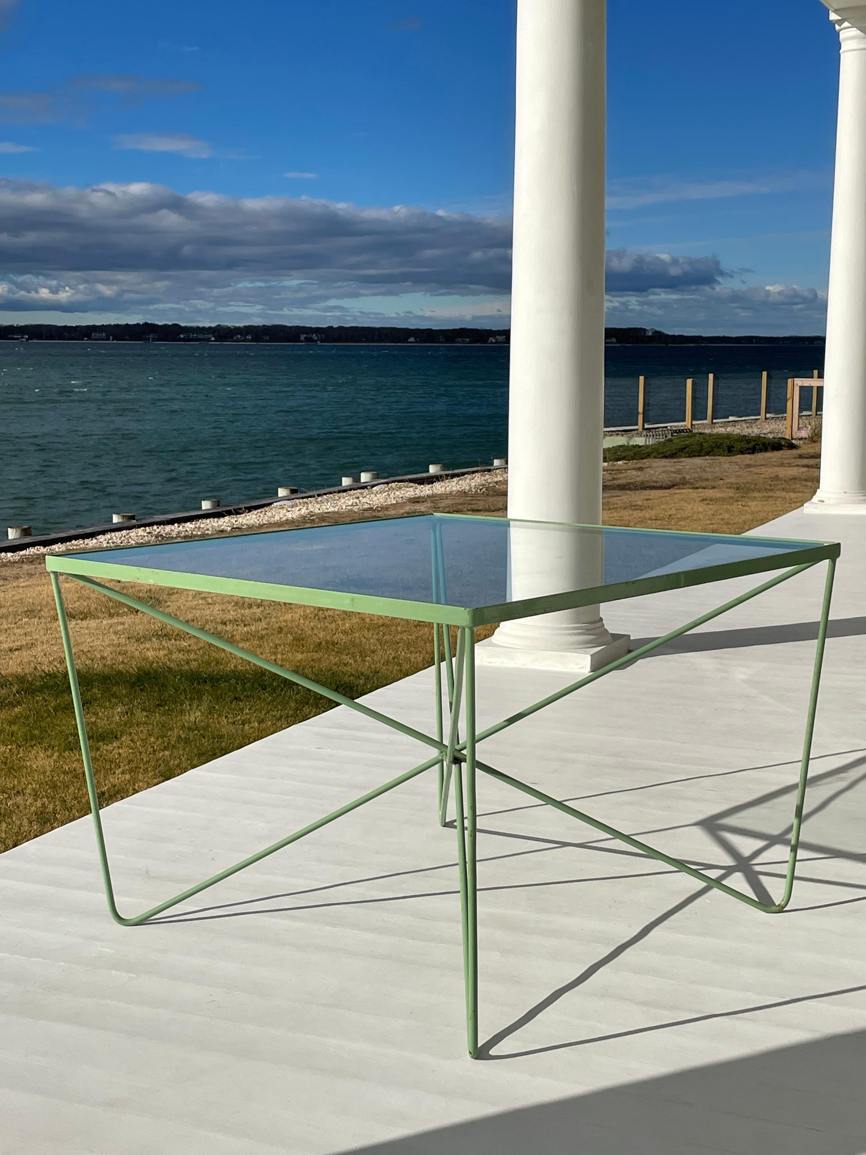 Mid Century Glass and Welded Bent Wrought Iron Coffee Table For Sale 7