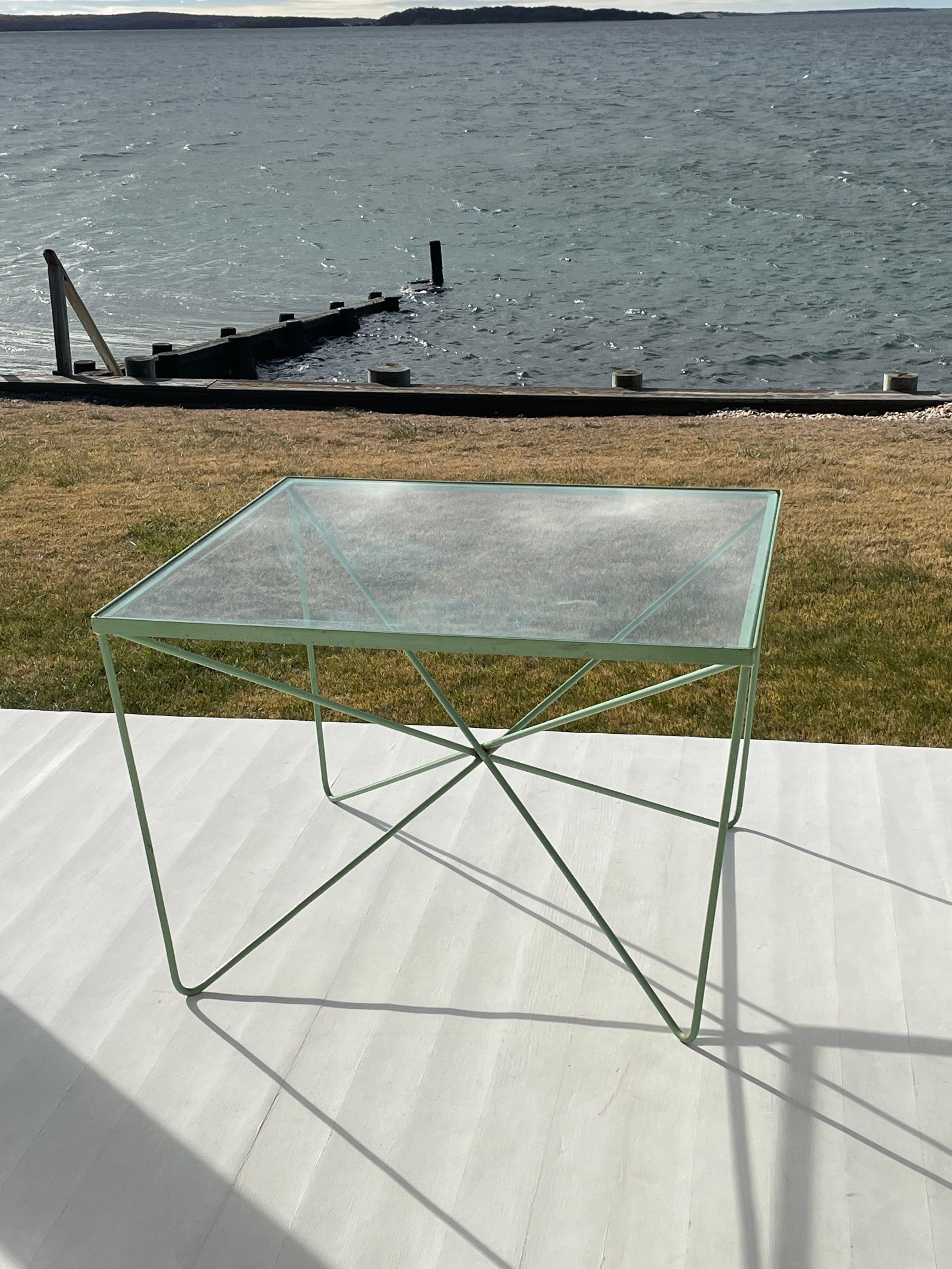 Mid Century Glass and Welded Bent Wrought Iron Coffee Table For Sale 9