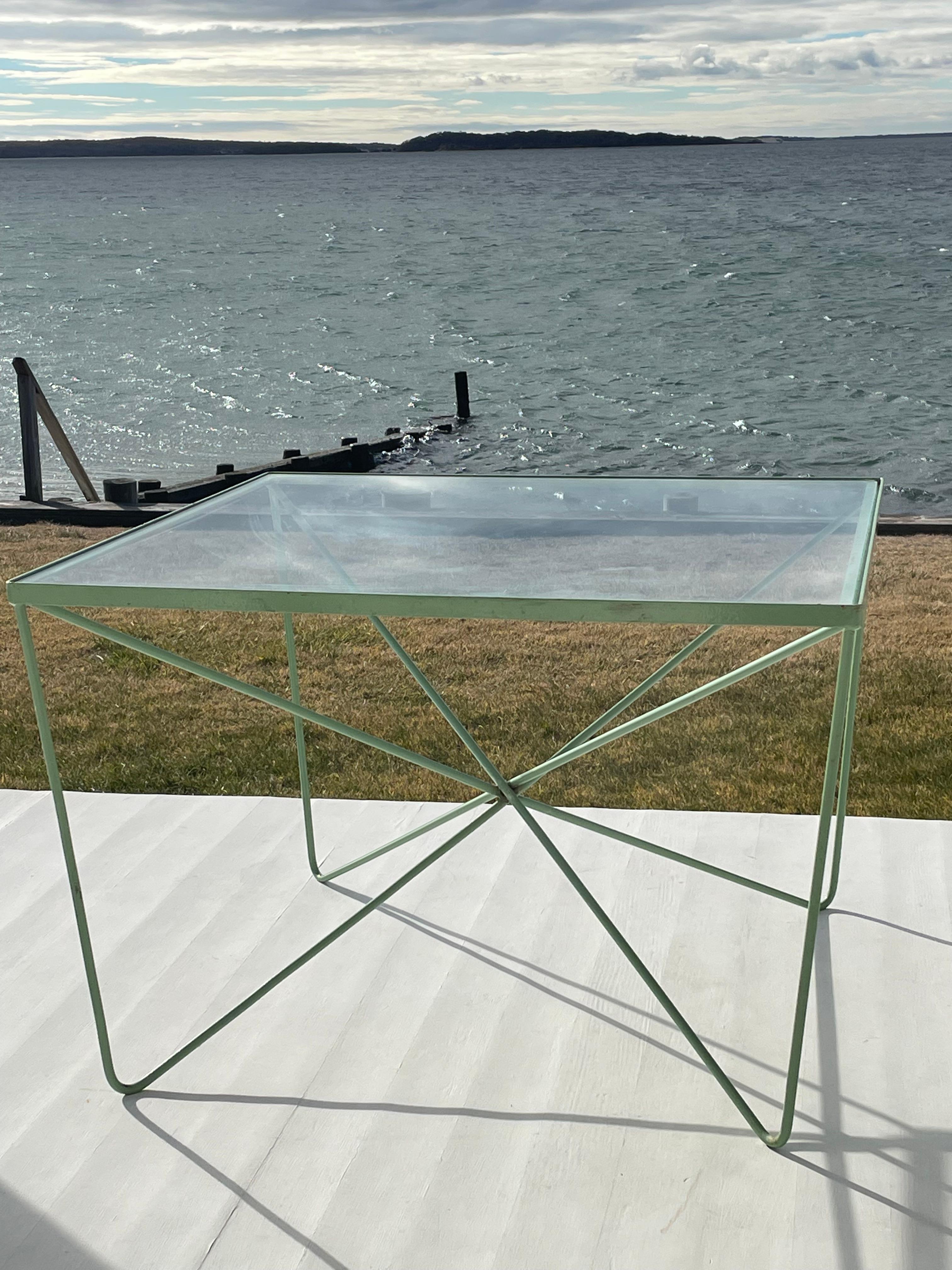 Mid Century Glass and Welded Bent Wrought Iron Coffee Table For Sale 10