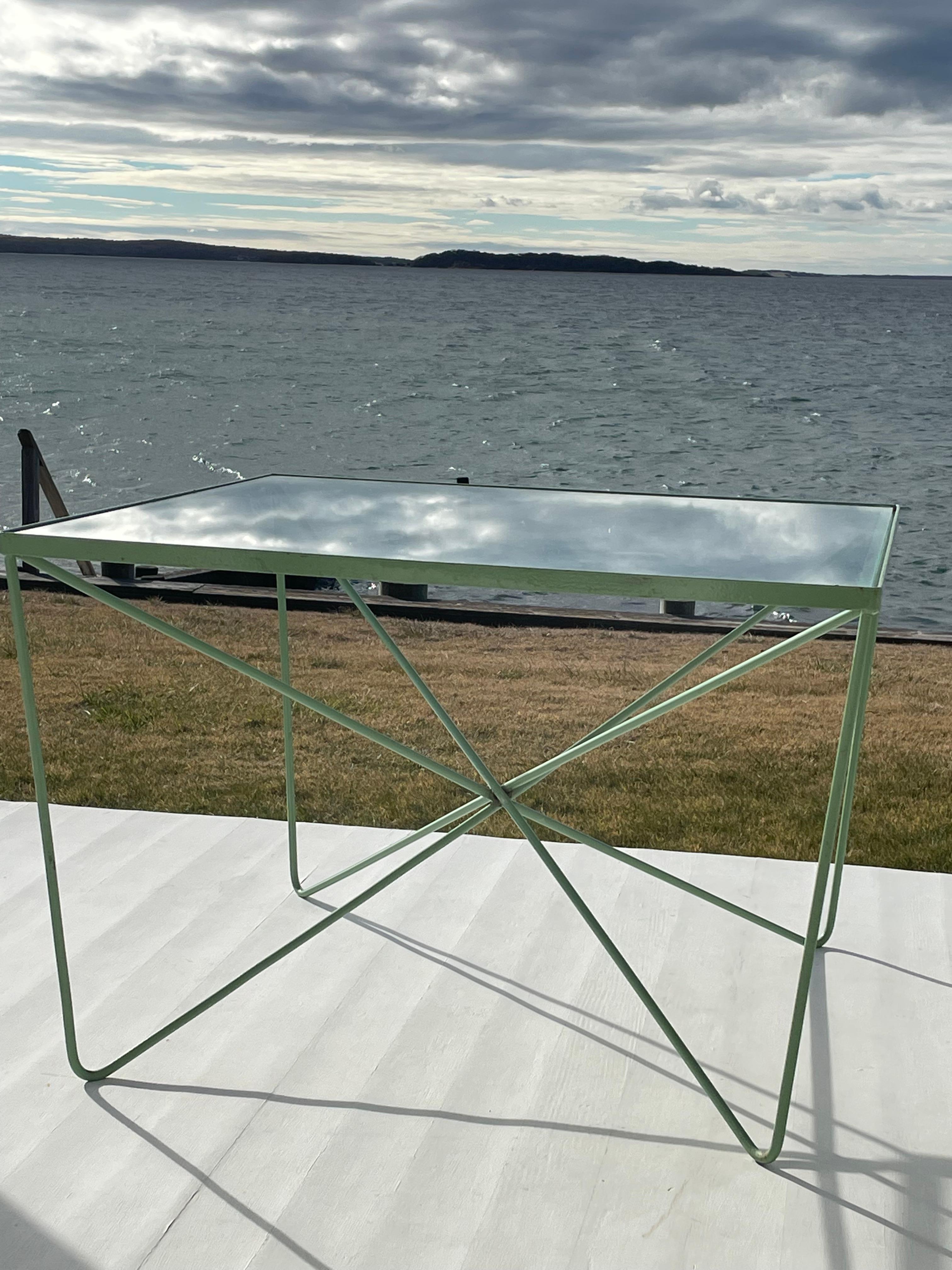 Mid Century Glass and Welded Bent Wrought Iron Coffee Table For Sale 11