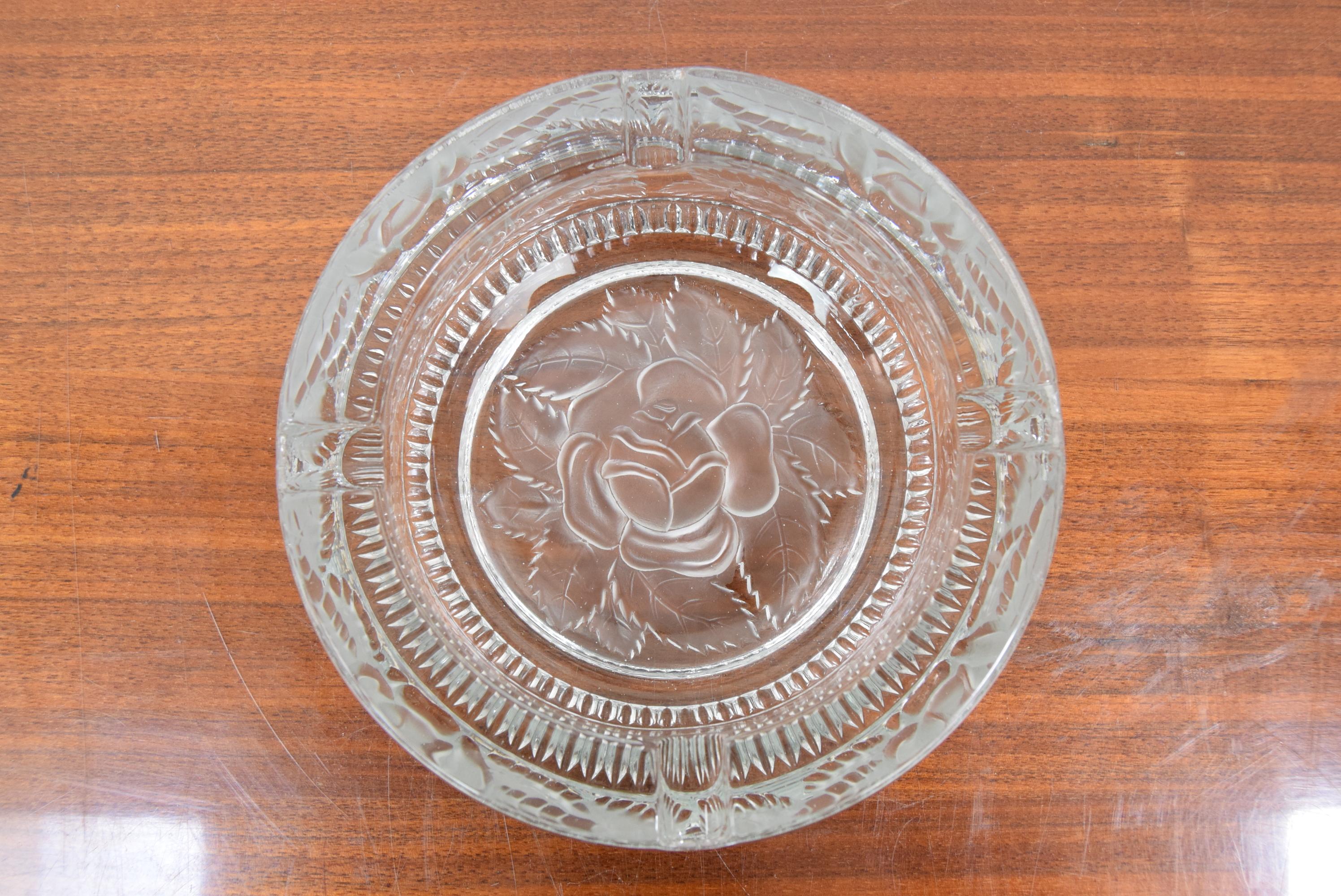 Mid Century Glass Ashtray/Bohemia Cristal, 1950's In Good Condition For Sale In Praha, CZ