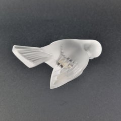 Mid Century Glass Bird Sculpture "Moineau Coquet" by Rene Lalique, France 60s