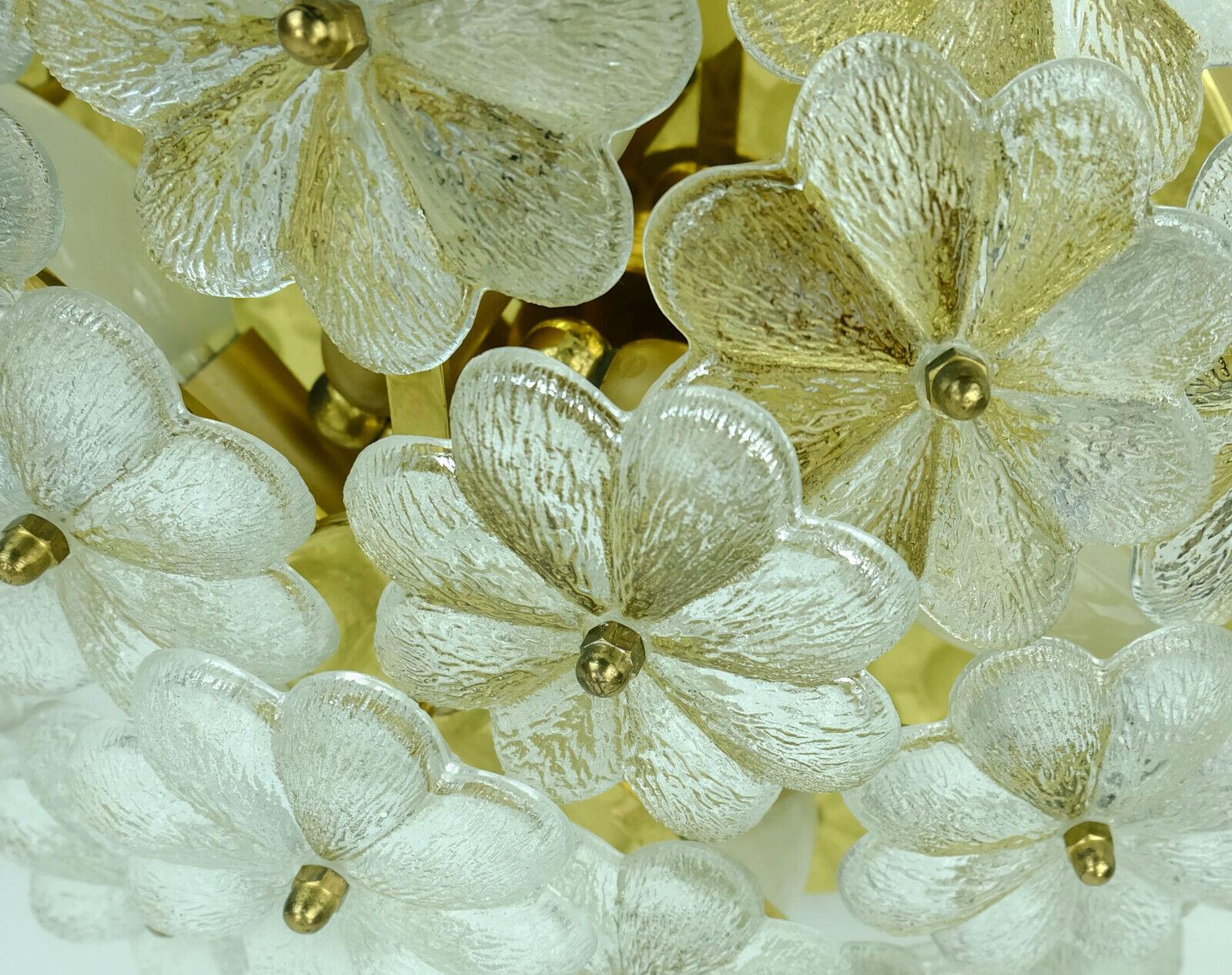 Midcentury Glass Blossoms Ceiling Fixture 1960s Ernst Palme Glass Brass In Good Condition For Sale In Mannheim, DE