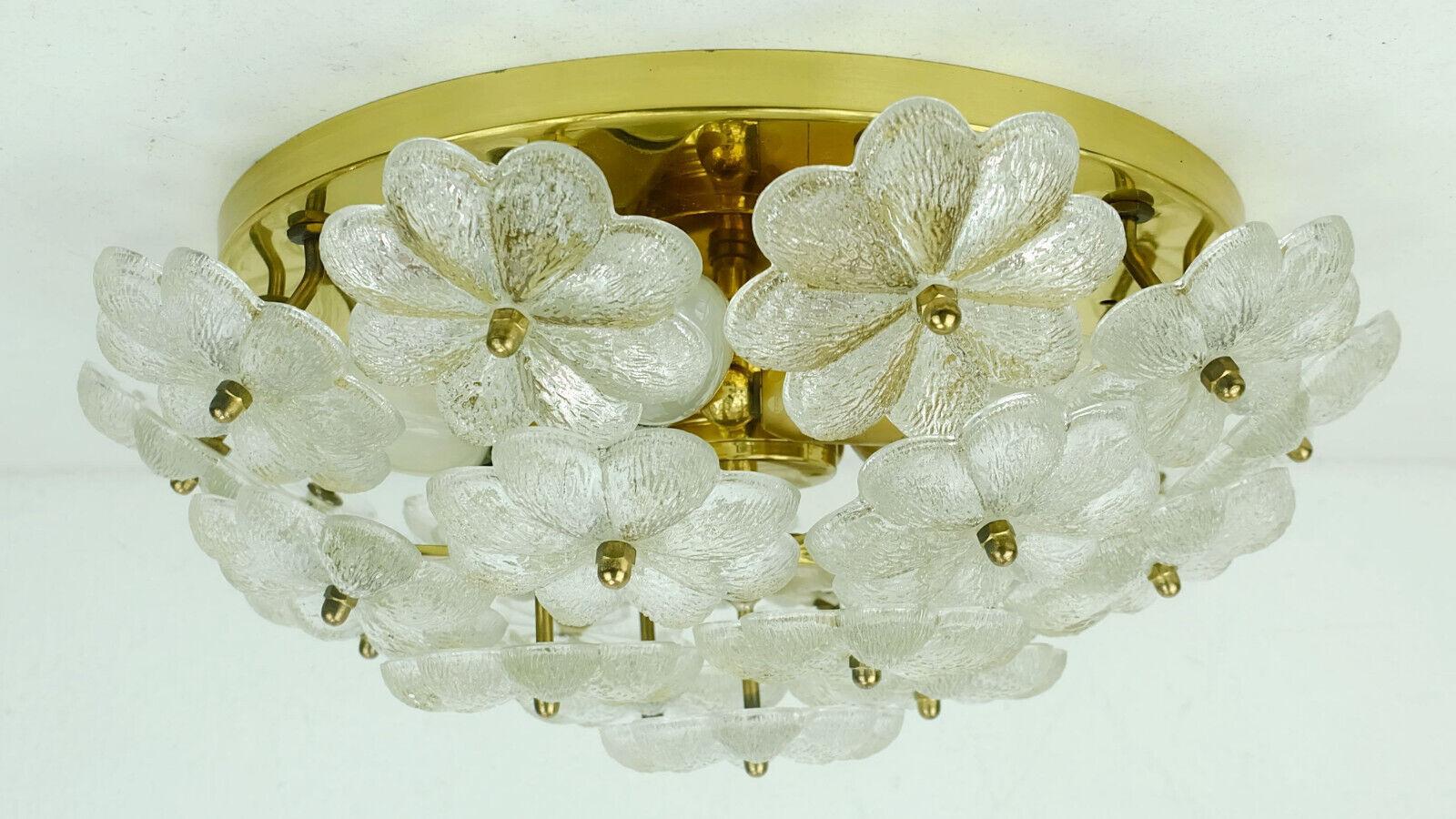 Midcentury Glass Blossoms Ceiling Fixture 1960s Ernst Palme Glass Brass For Sale 3