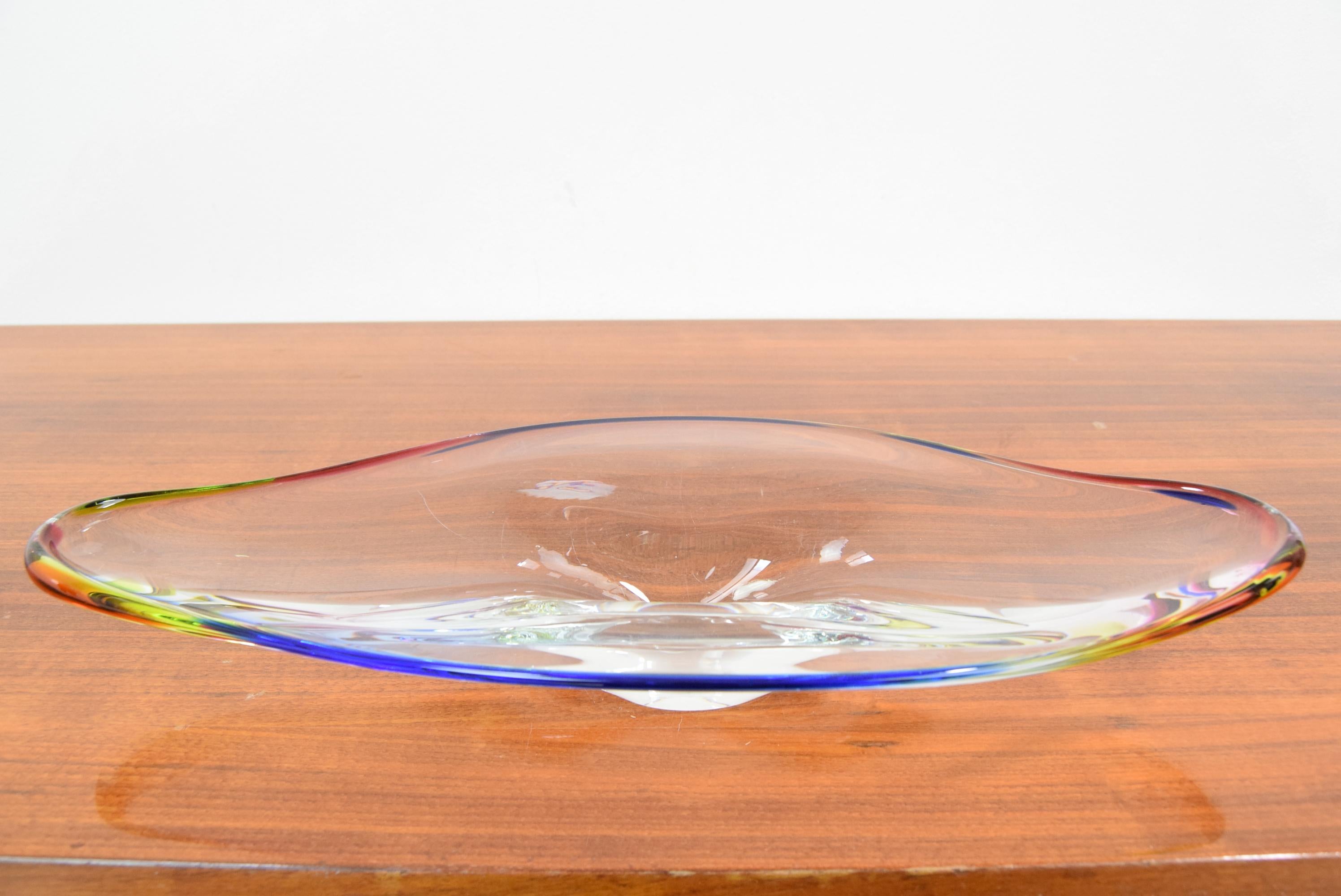 Mid-Century Glass Bowl/Bohemia Glass, 1960´s In Good Condition For Sale In Praha, CZ