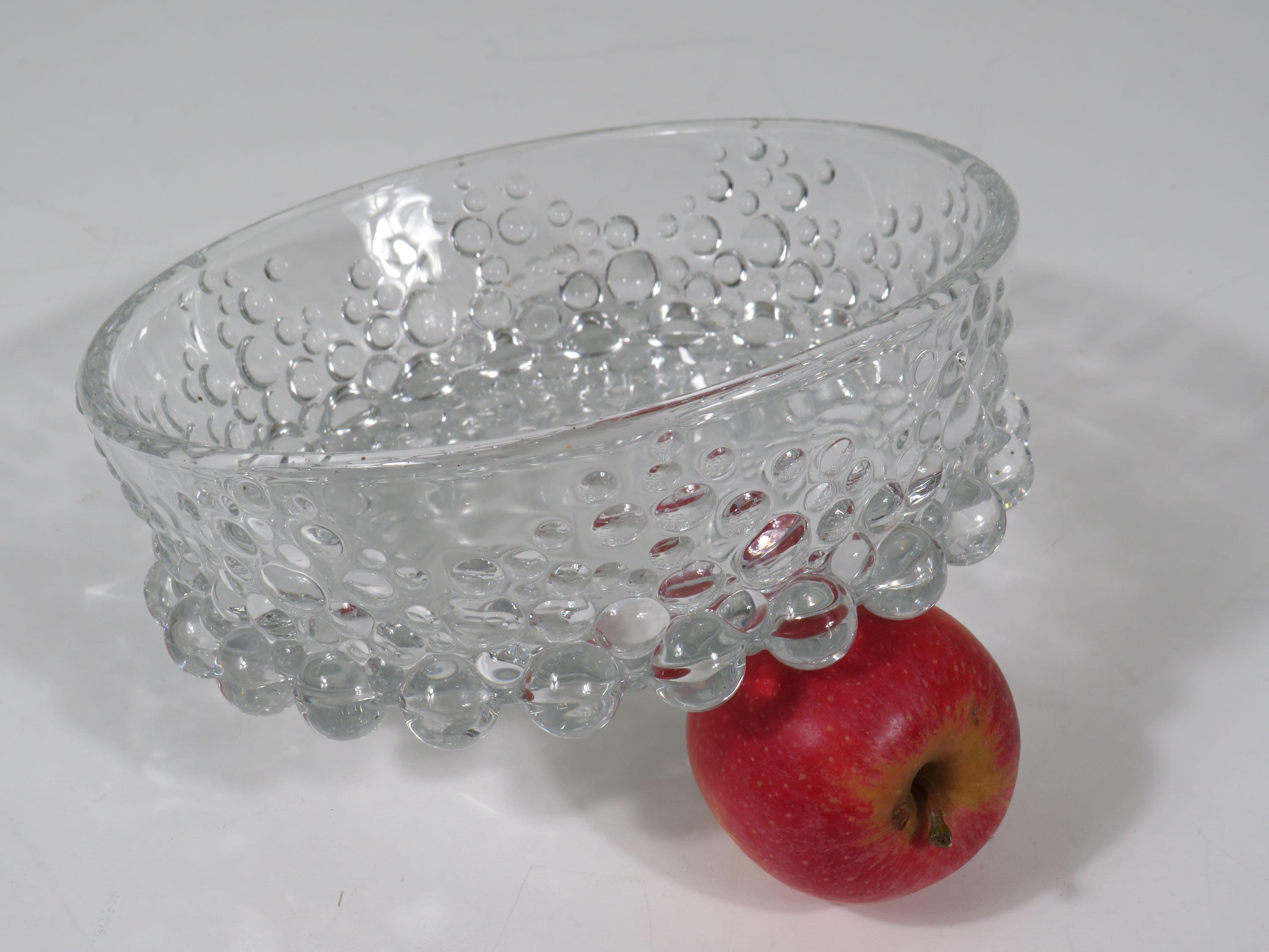Beautifully designed bowl made of thick bubble glass.
