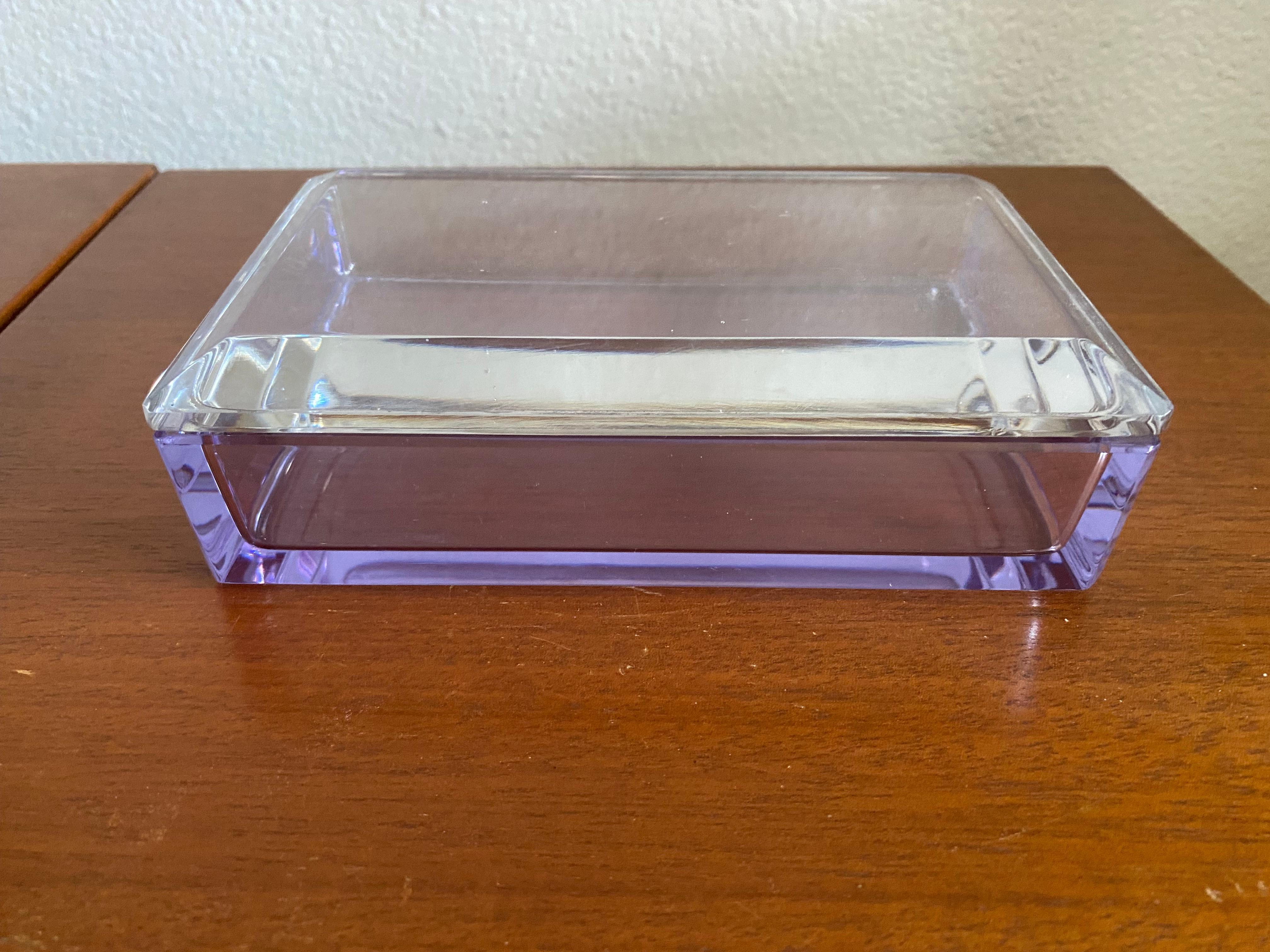 Beautiful glass box. Purple box with transparent lid.