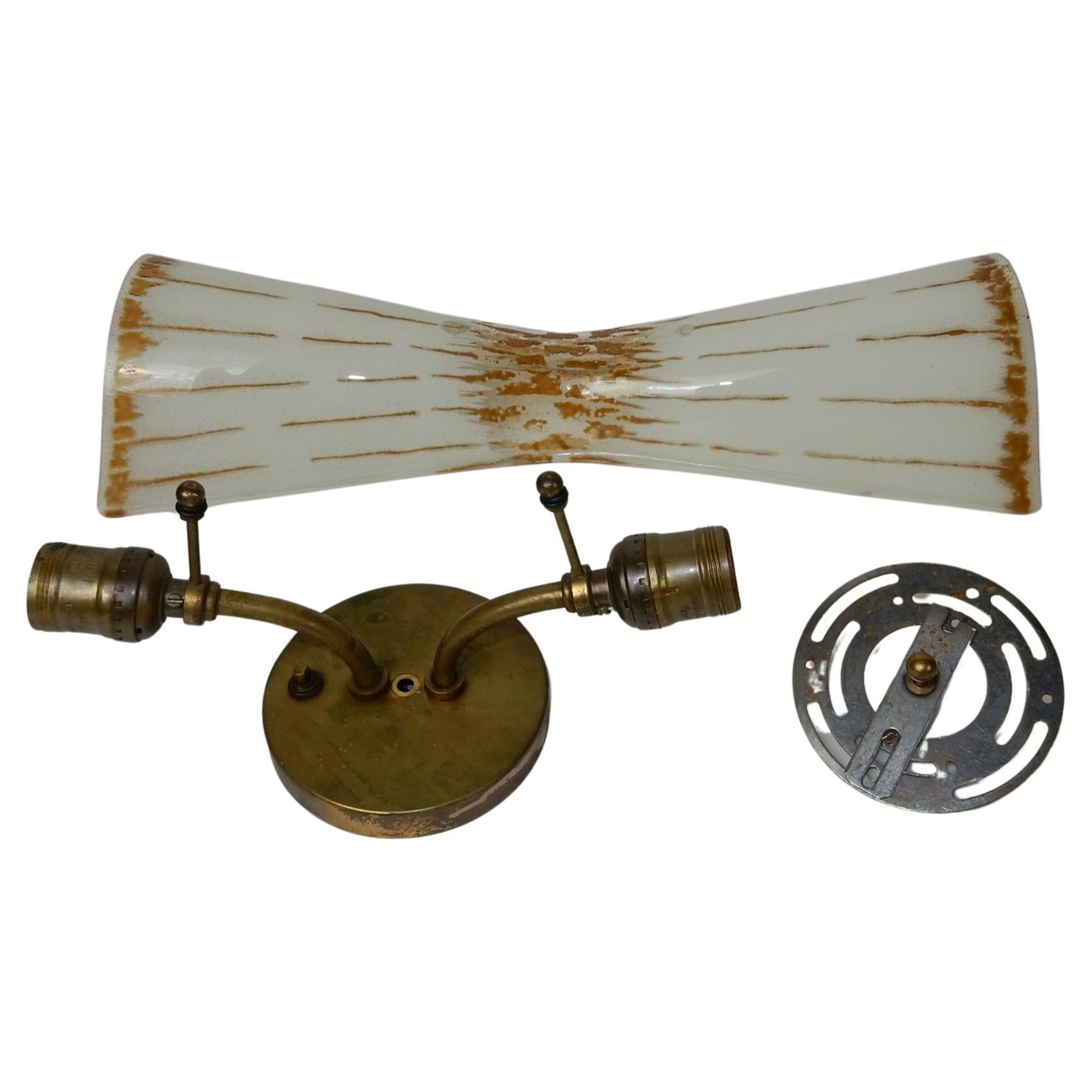 20th Century Mid-Century Glass & Brass Hourglass Wall Light Sconces For Sale