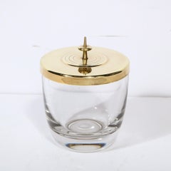 Mid-Century Glass & Brass Ice Bucket by Tommi Parzinger for Dorlyn Silversmiths