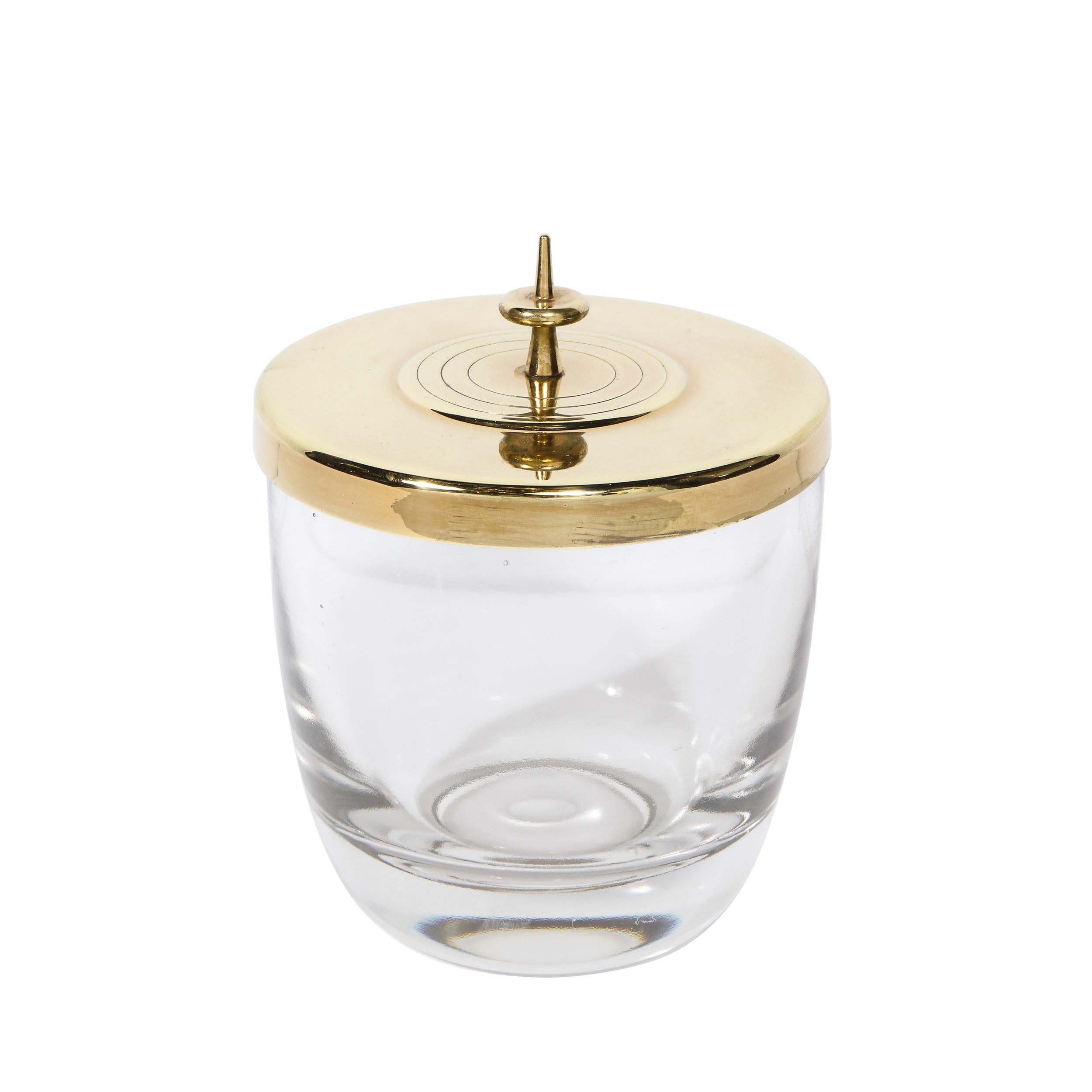 Mid-Century Modern Mid-Century Glass & Brass Ice Bucket by Tommi Parzinger for Dorlyn Silversmiths