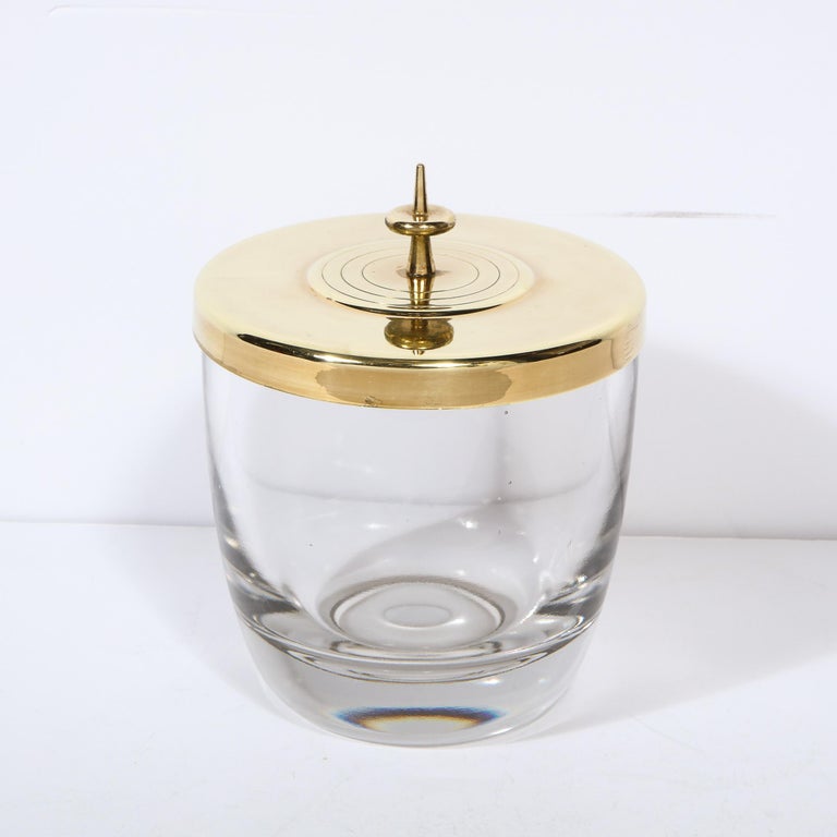 American Mid-Century Glass & Brass Ice Bucket by Tommi Parzinger for Dorlyn Silversmiths