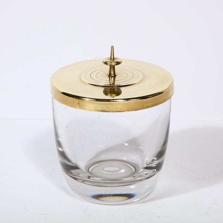 Mid-Century Glass & Brass Ice Bucket by Tommi Parzinger for Dorlyn Silversmiths 3