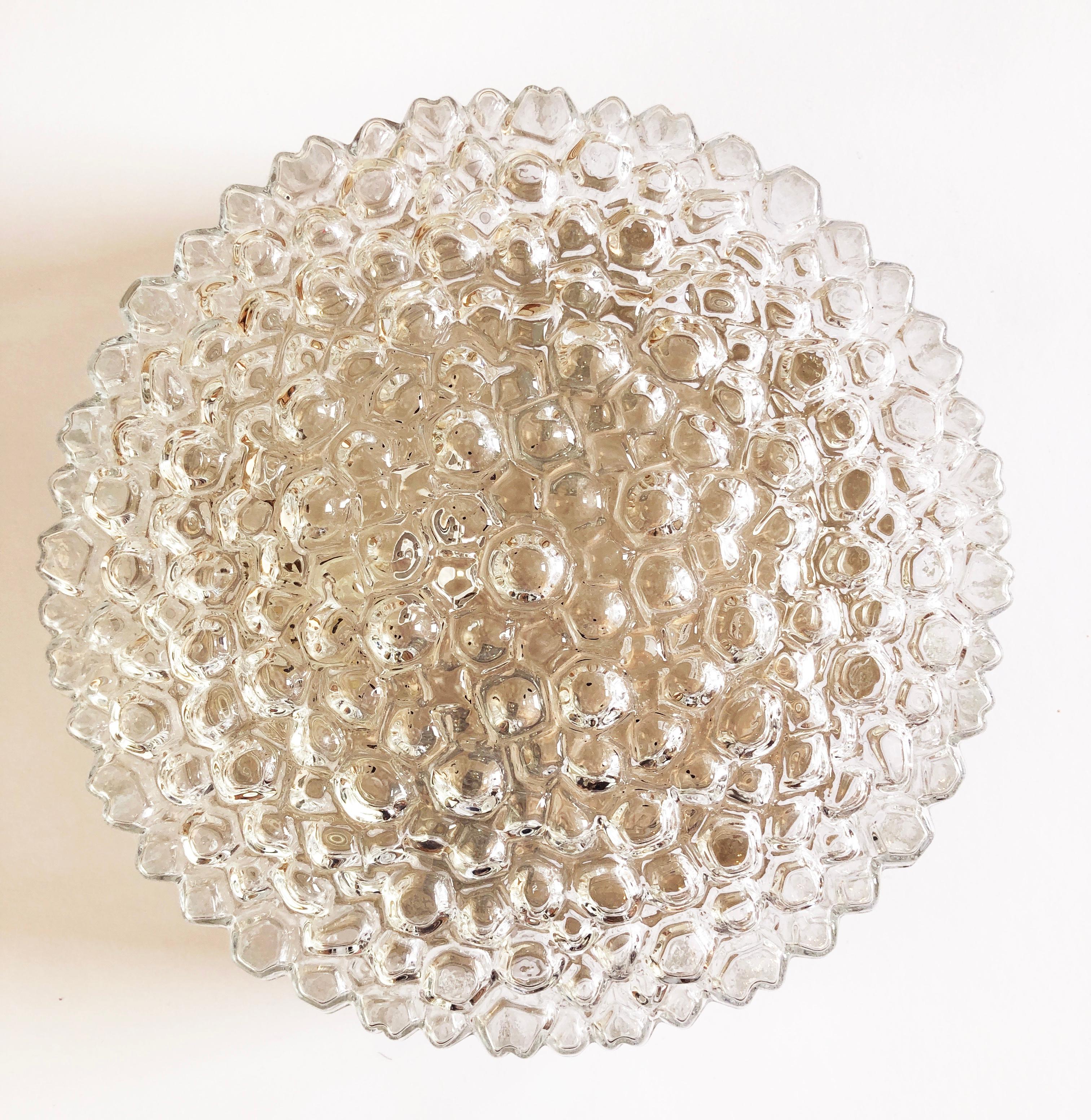 Mid-Century Modern Mid-Century Glass Bubble White Flush Mount Lamp Helena Tynell Glashütte Limburg