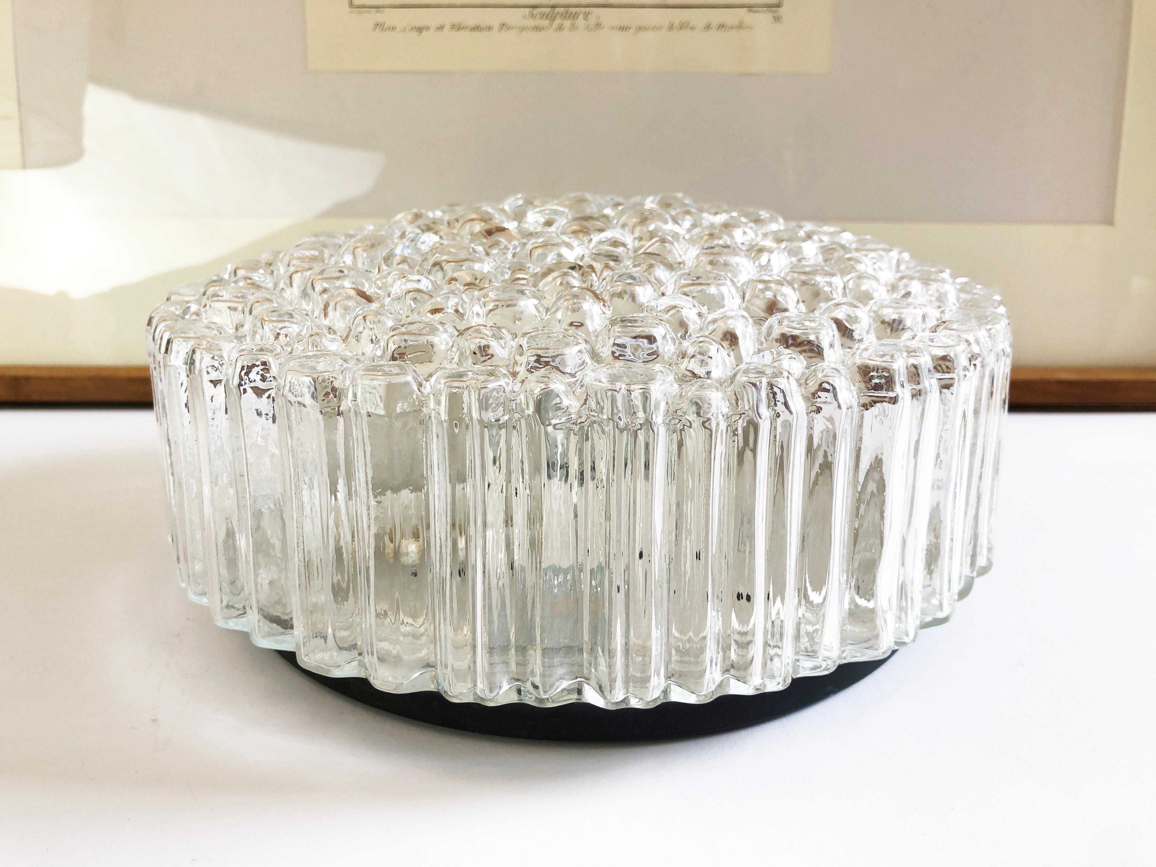 German Mid-Century Glass Bubble White Flush Mount Lamp Helena Tynell Glashütte Limburg