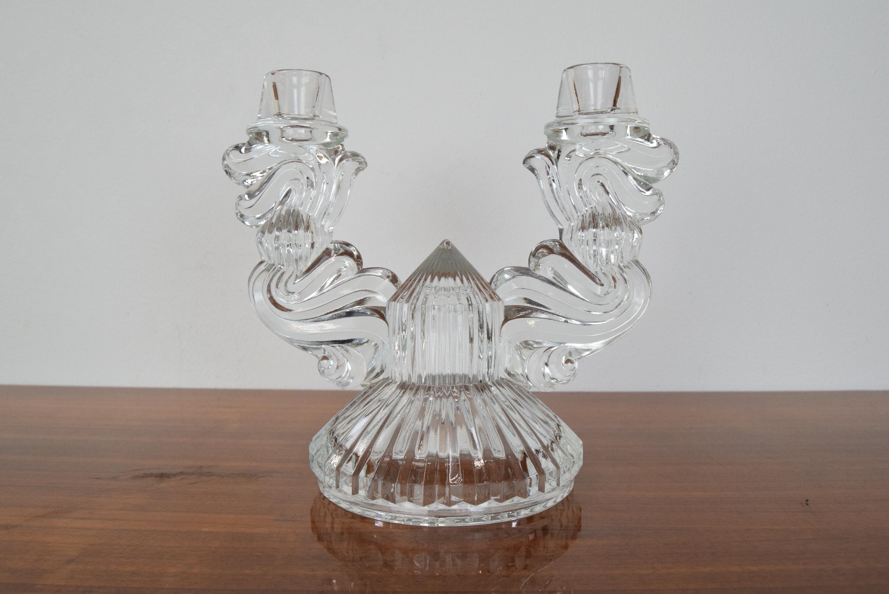 mid century glass candle holders