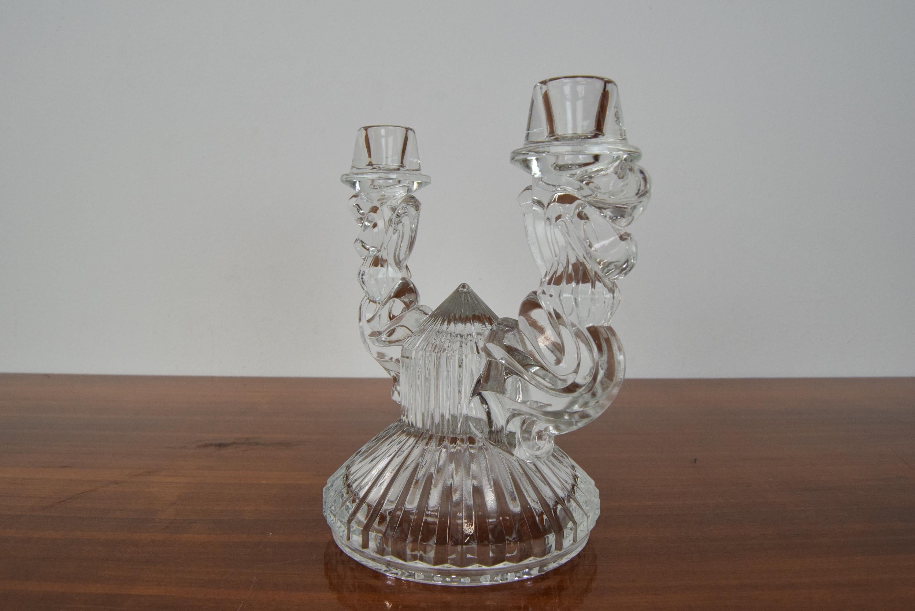 Mid-Century Modern Mid-Century Glass Candlestick/Bohemia, 1960's For Sale