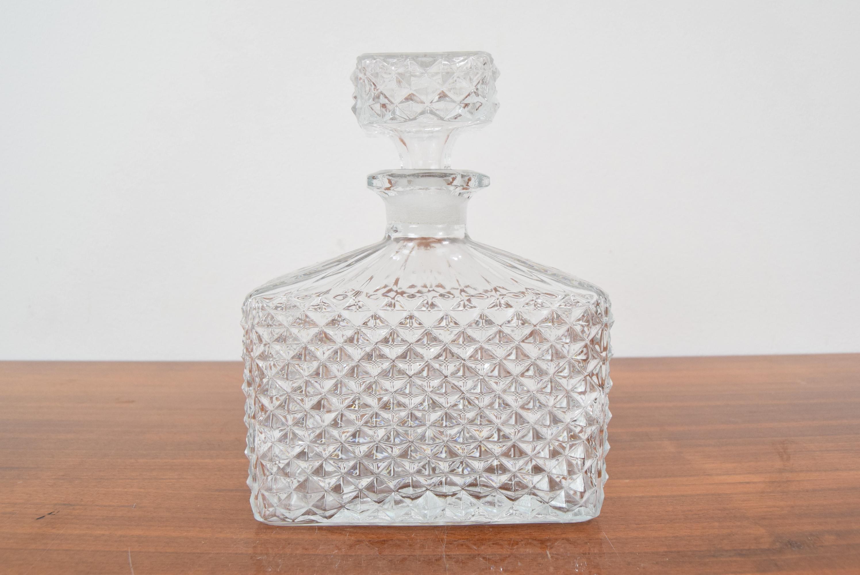 Made in Czechoslovakia.
Made of crystal glass.
Re-polished.
Good original condition.